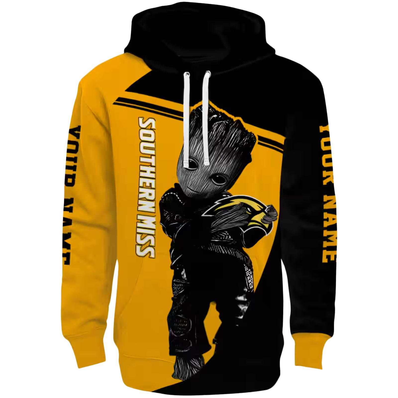 Custom Southern Miss Golden Eagles Groot Black Hoodie