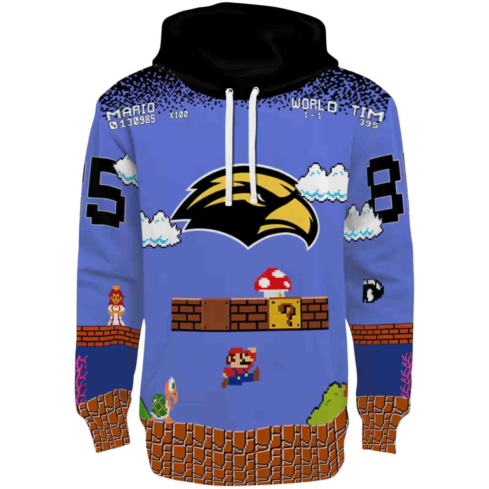 Custom Southern Miss Golden Eagles Mario Blue Black Hoodie