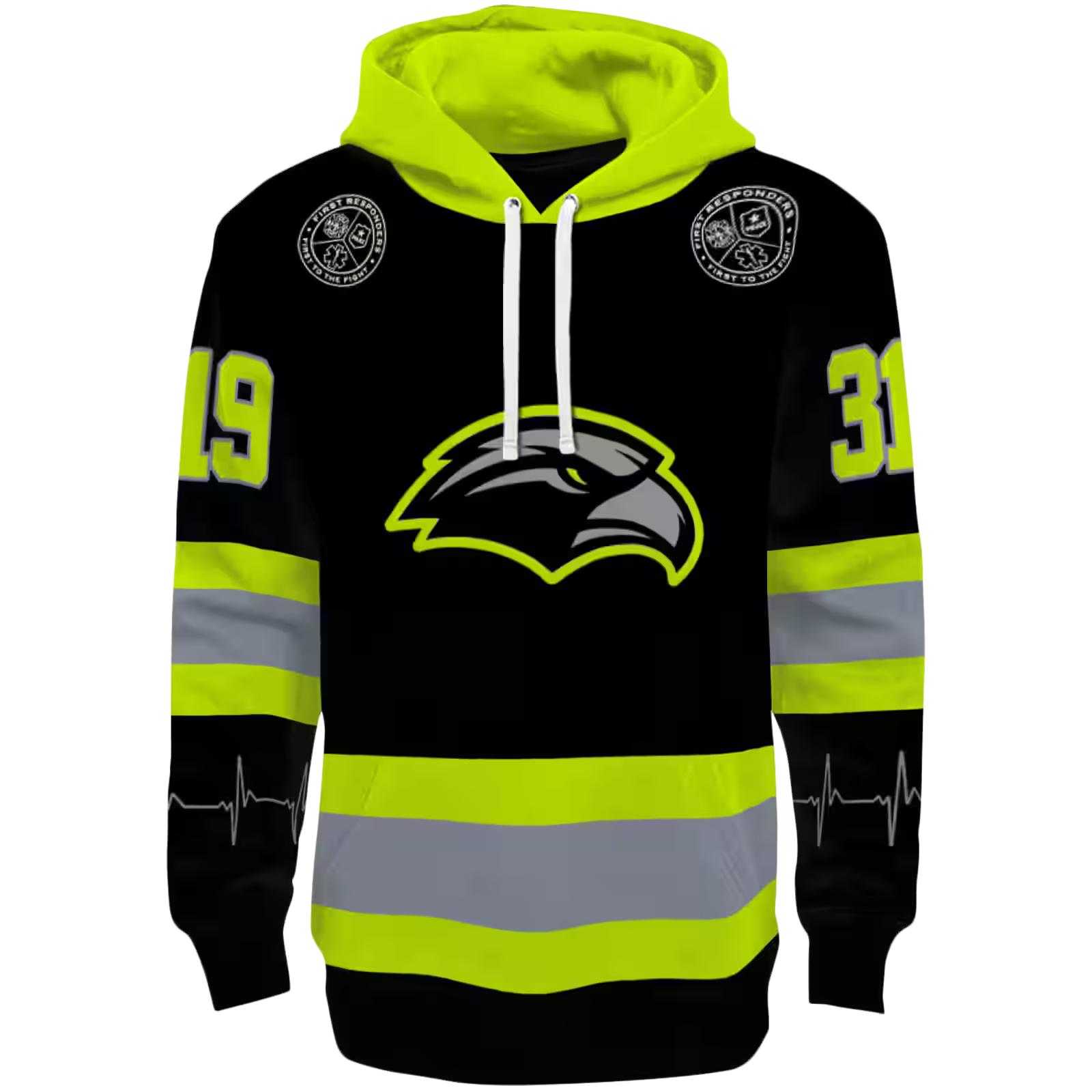 Custom Southern Miss Golden Eagles Safety Motif Black Neon Green Hoodie