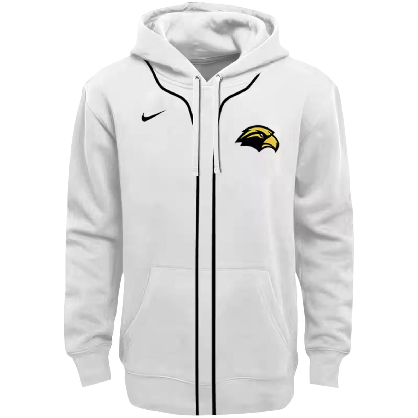 Custom Southern Miss Golden Eagles Sporty Stripe White Hoodie