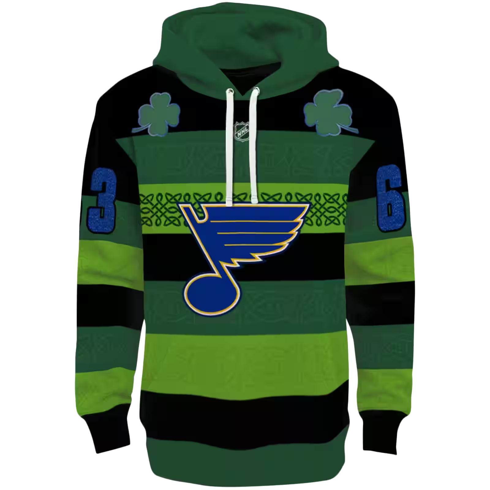 Custom St. Louis Blues Celtic Patterns Green Hoodie