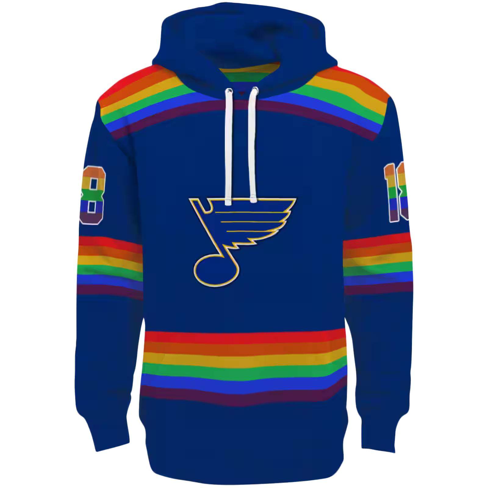 Custom St. Louis Blues Rainbow Stripes Blue Hoodie