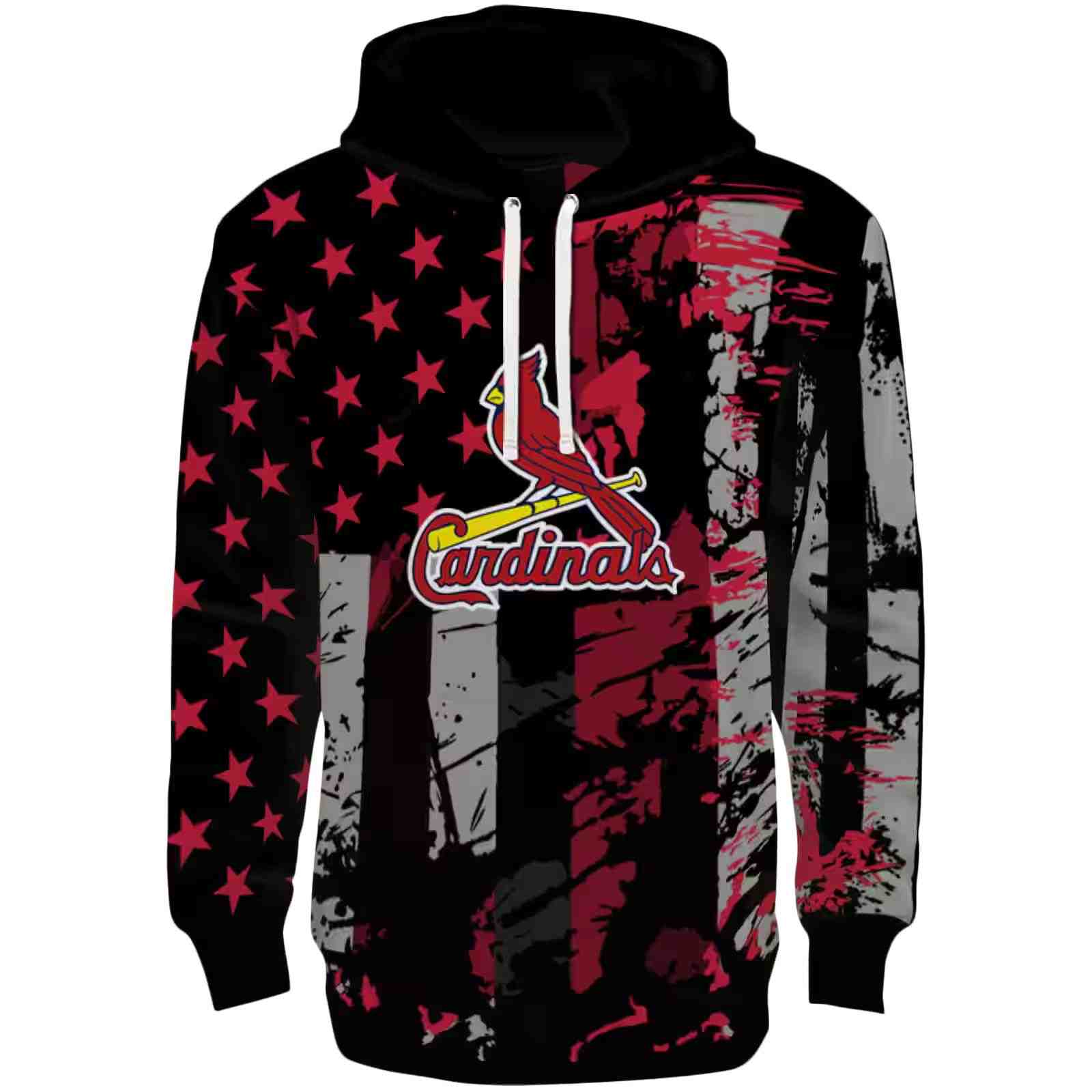 Custom St. Louis Cardinals Distressed Flag Red Black Hoodie