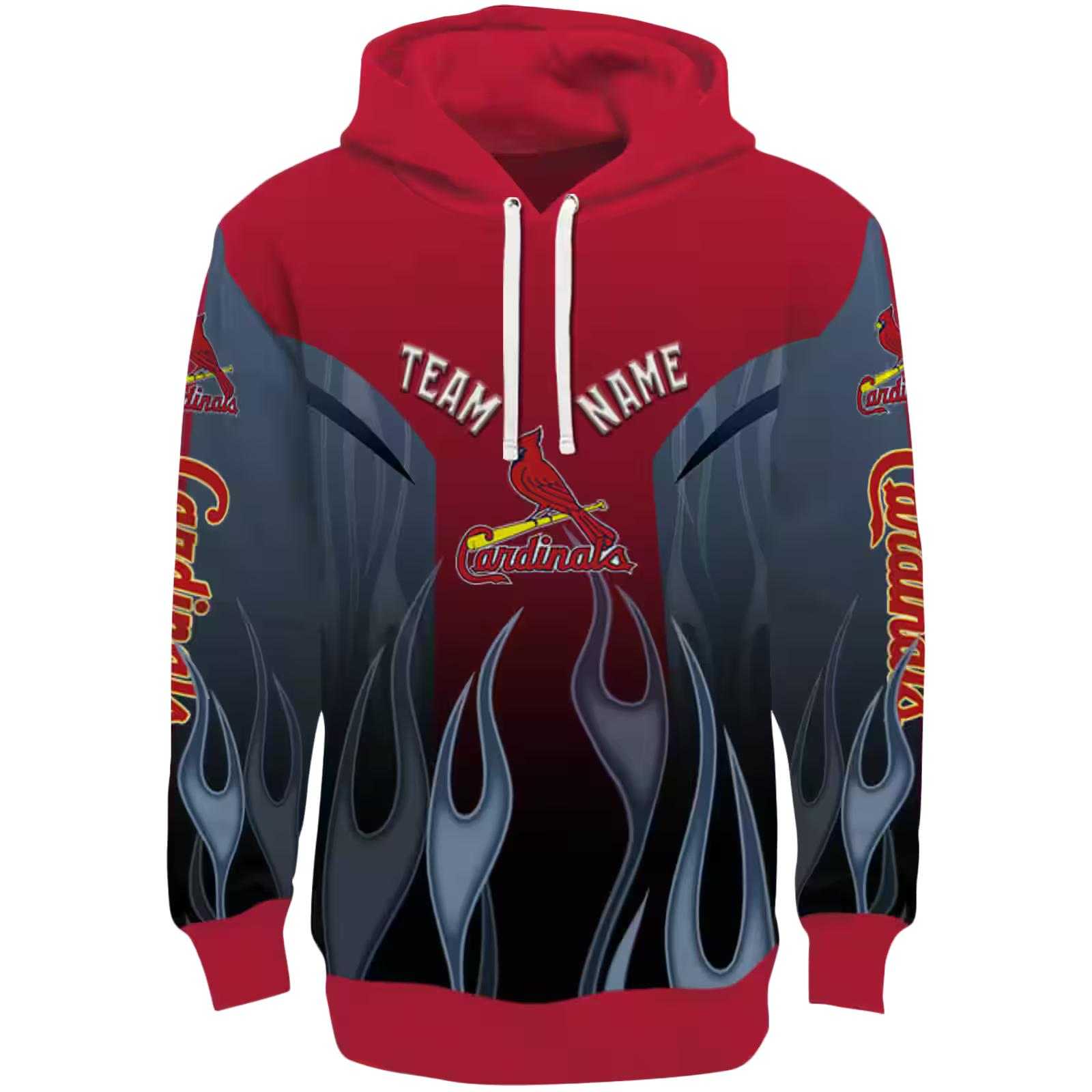 Custom St. Louis Cardinals Flame Design Red Hoodie