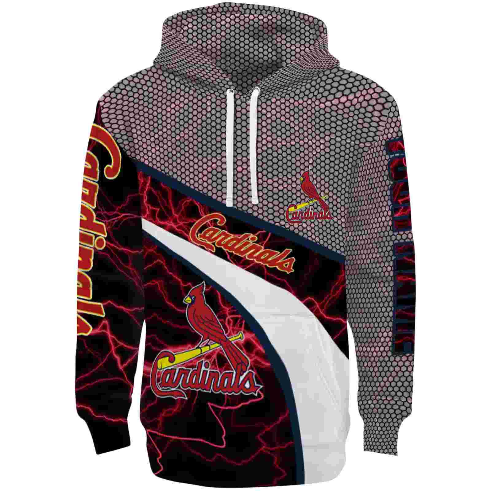 Custom St. Louis Cardinals Hexagonal Mesh Red Black Gray Hoodie