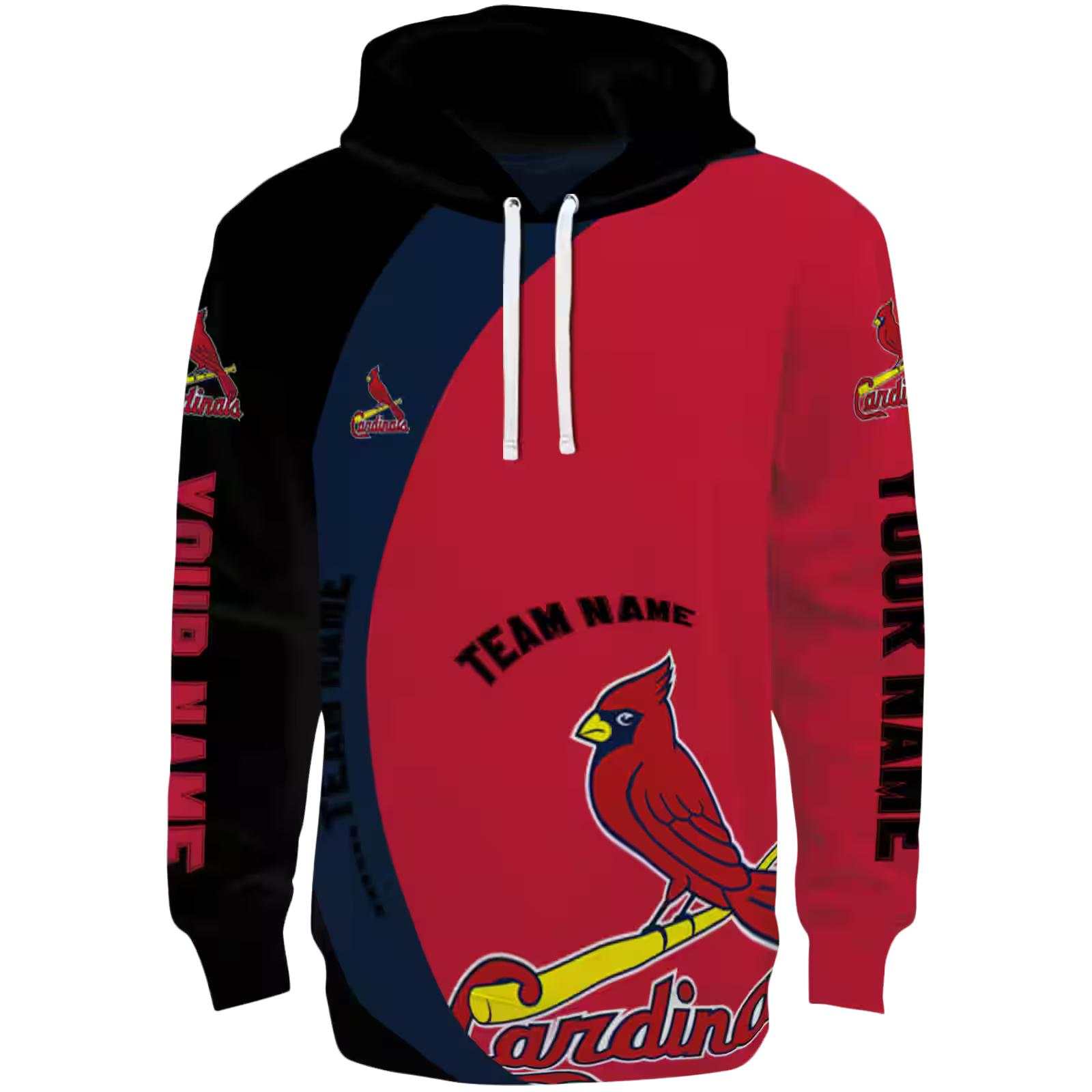 Custom St. Louis Cardinals Minimalist Design Red Black Hoodie