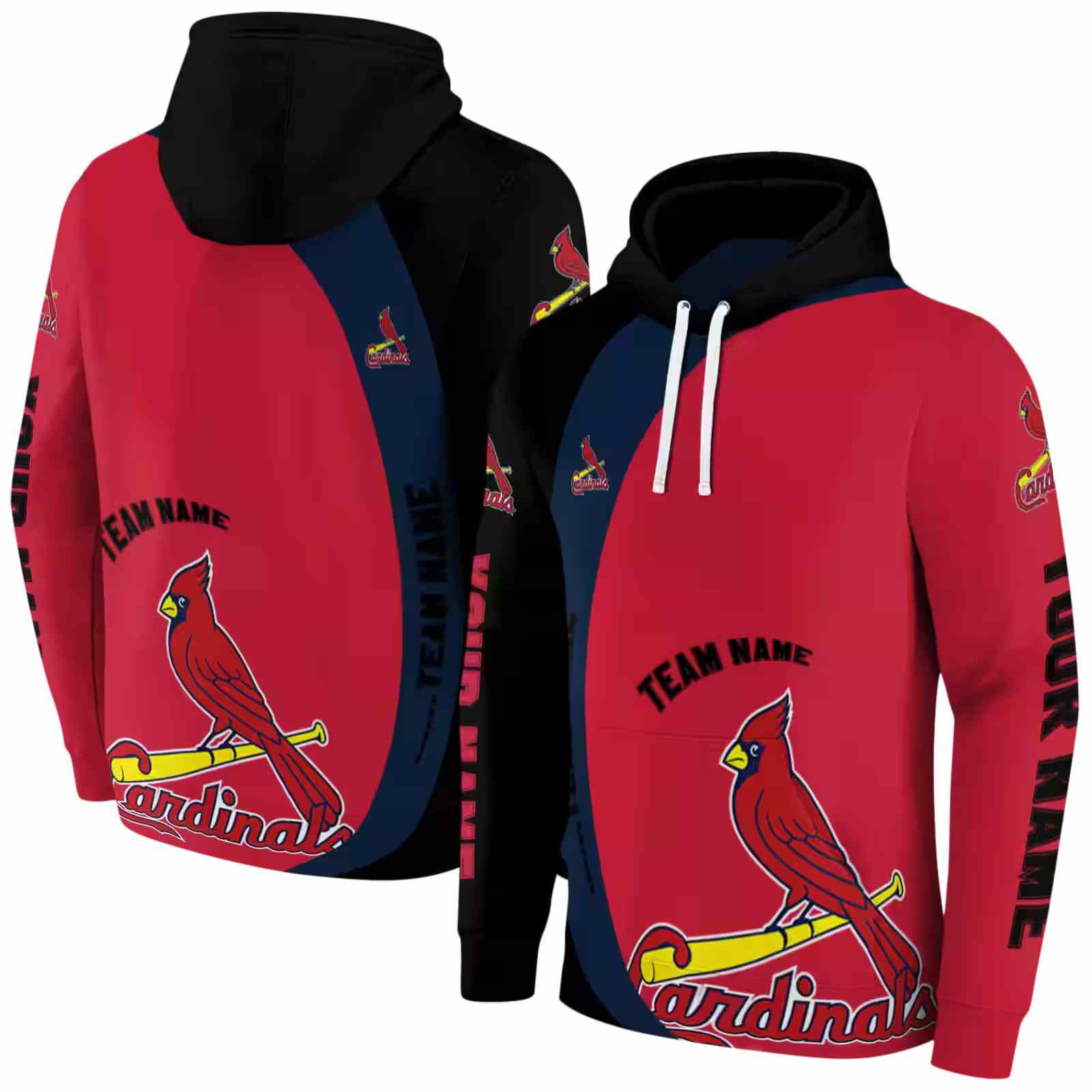 custom st louis cardinals minimalist design red black hoodie fashion forward