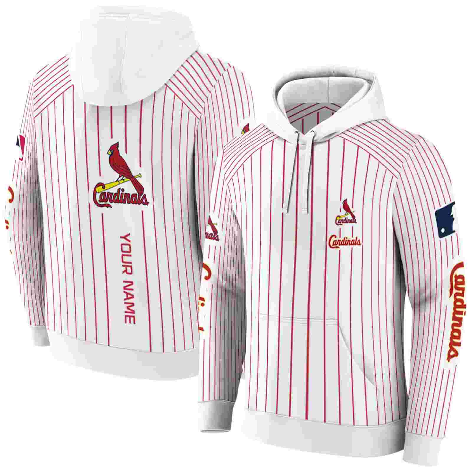 custom st louis cardinals pinstripe pattern red white hoodie fashion forward