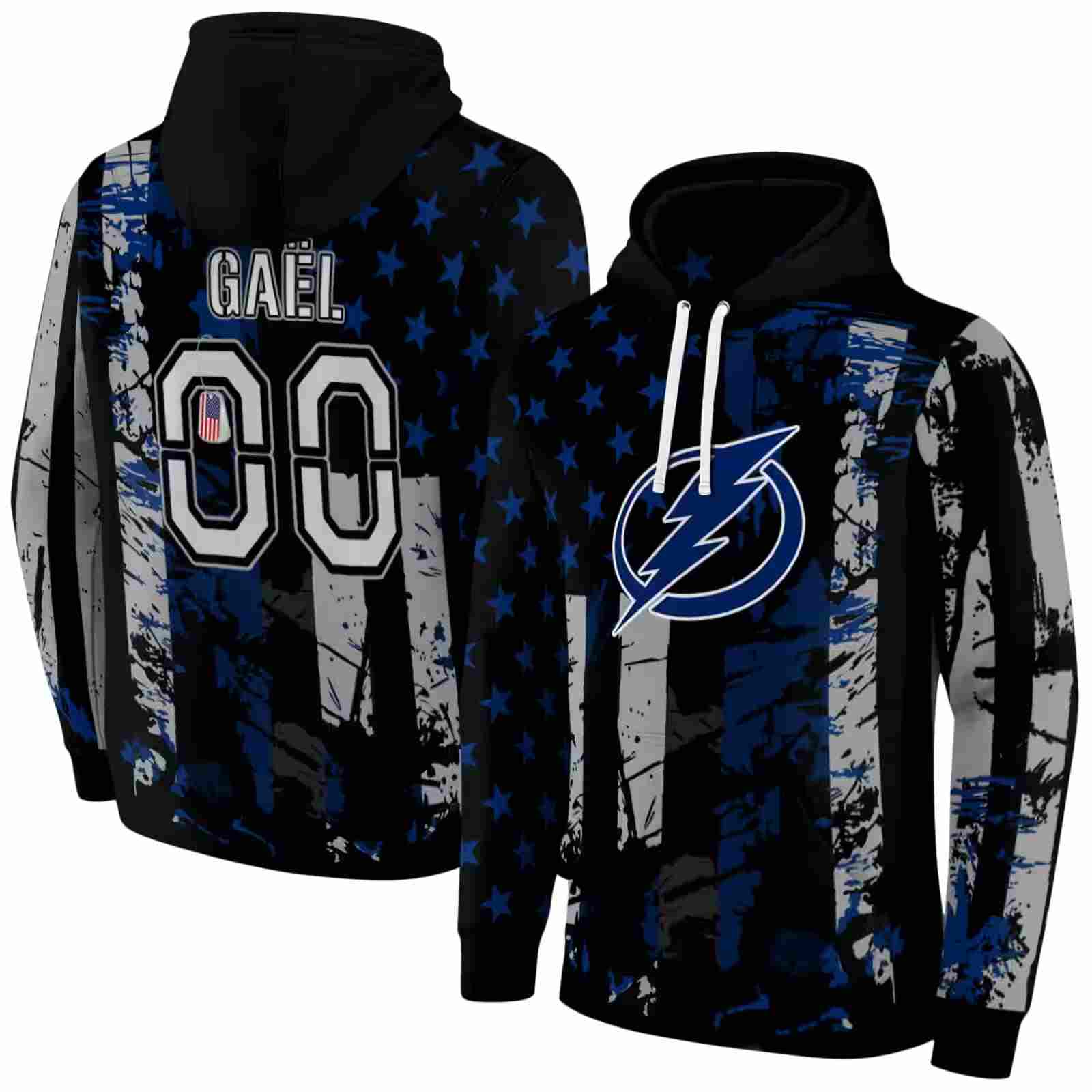 custom tampa bay lightning distressed flag blue black hoodie fashion forward