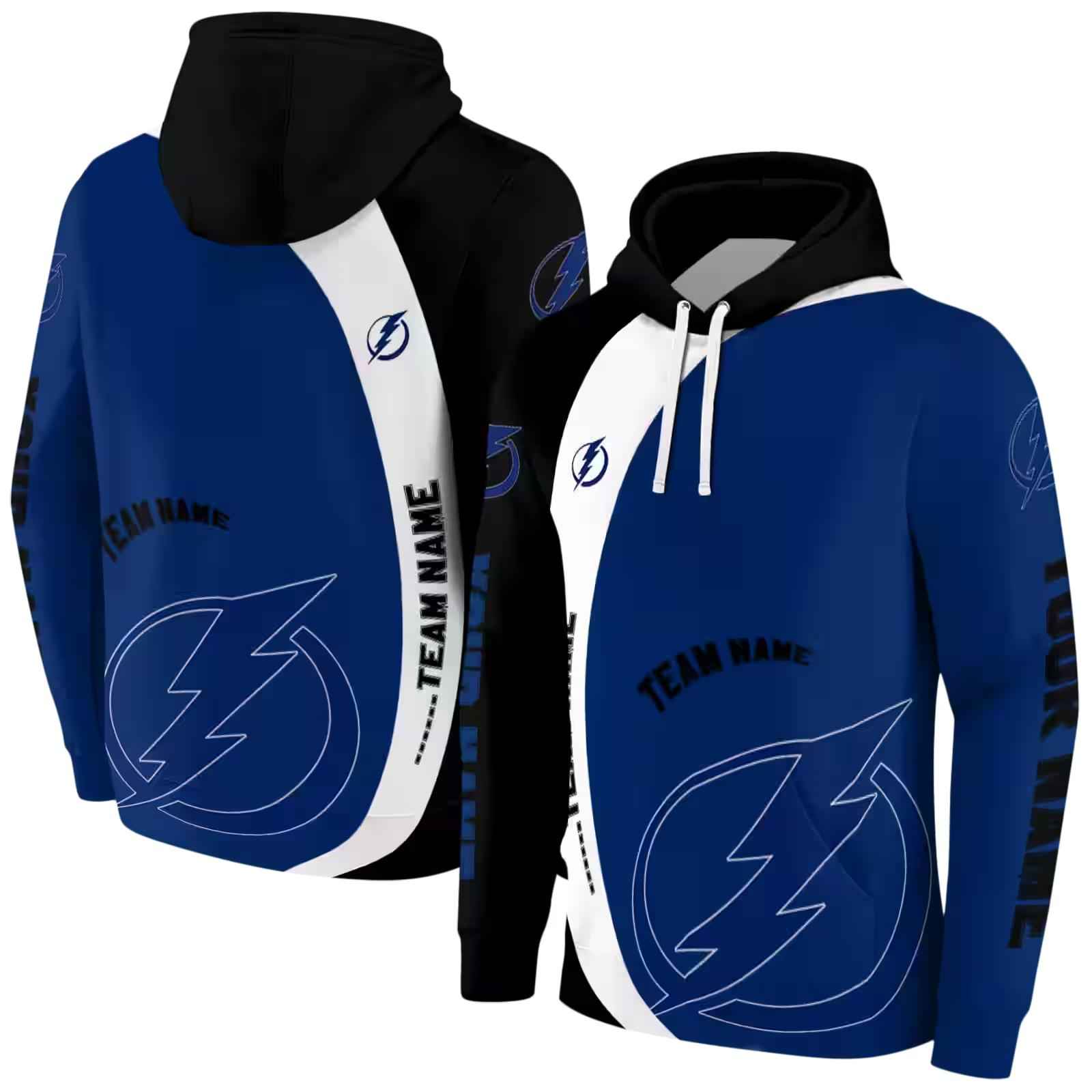 custom tampa bay lightning minimalist design blue black hoodie fashion forward