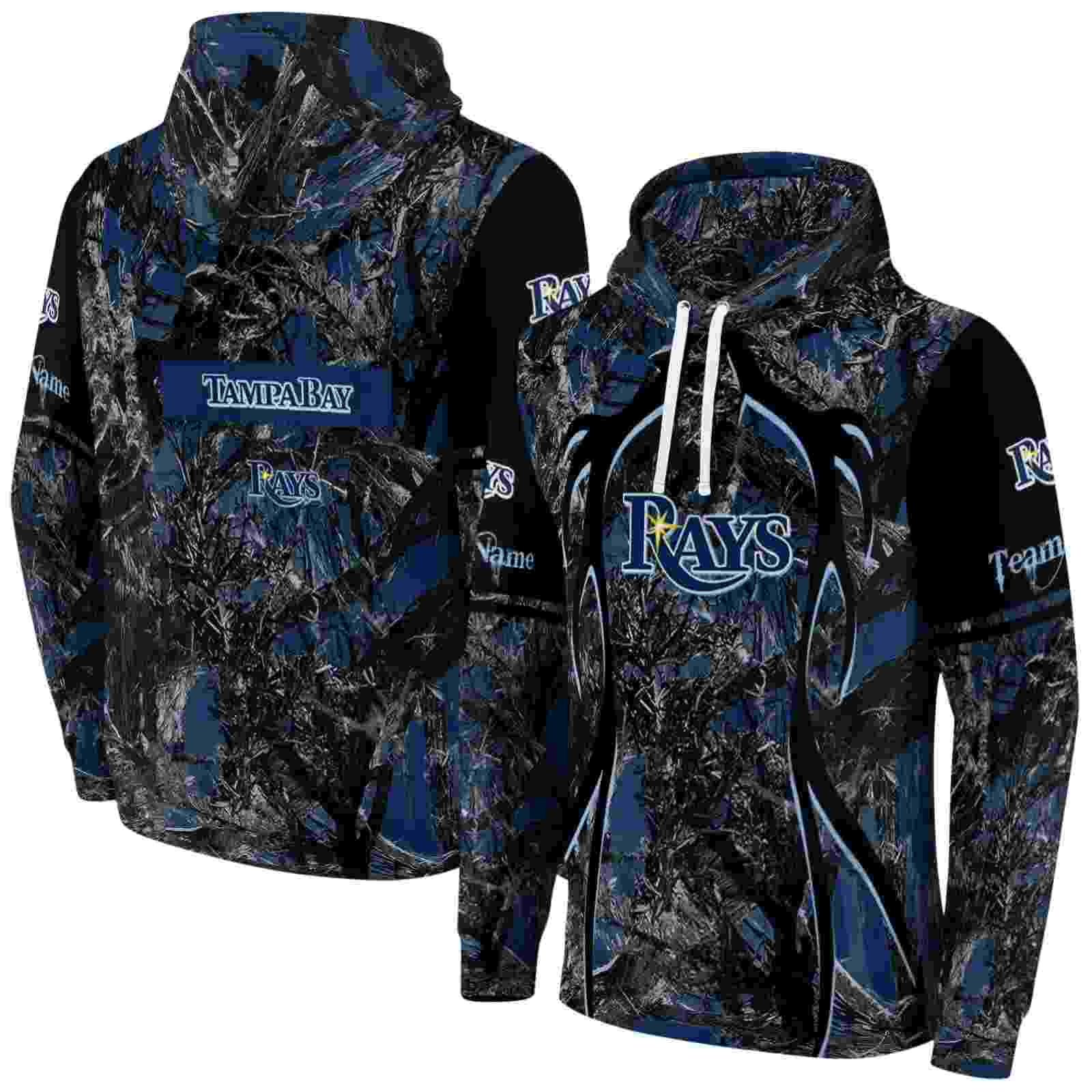 custom tampa bay rays hunting theme navy black hoodie fashion forward