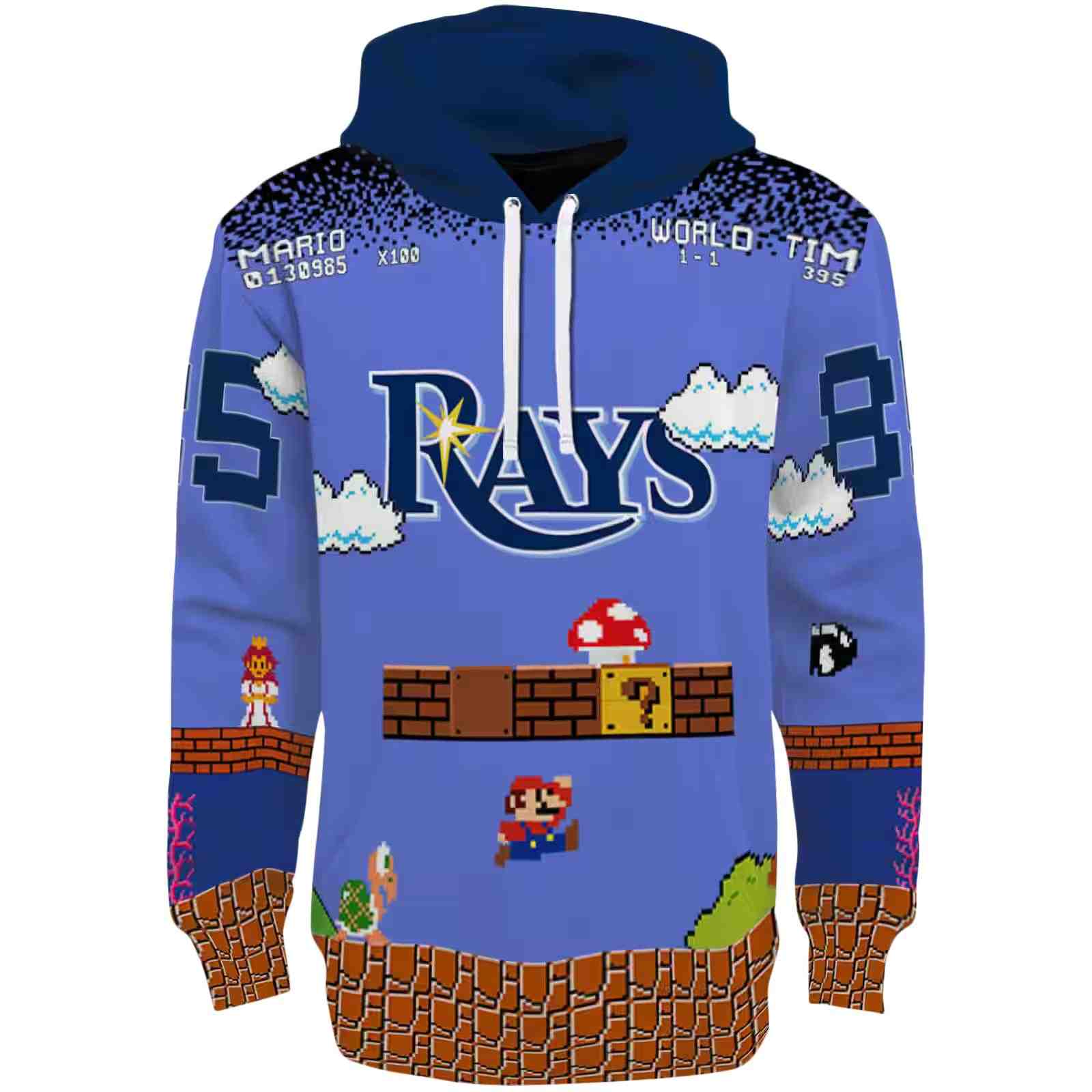 Custom Tampa Bay Rays Mario Blue Black Hoodie