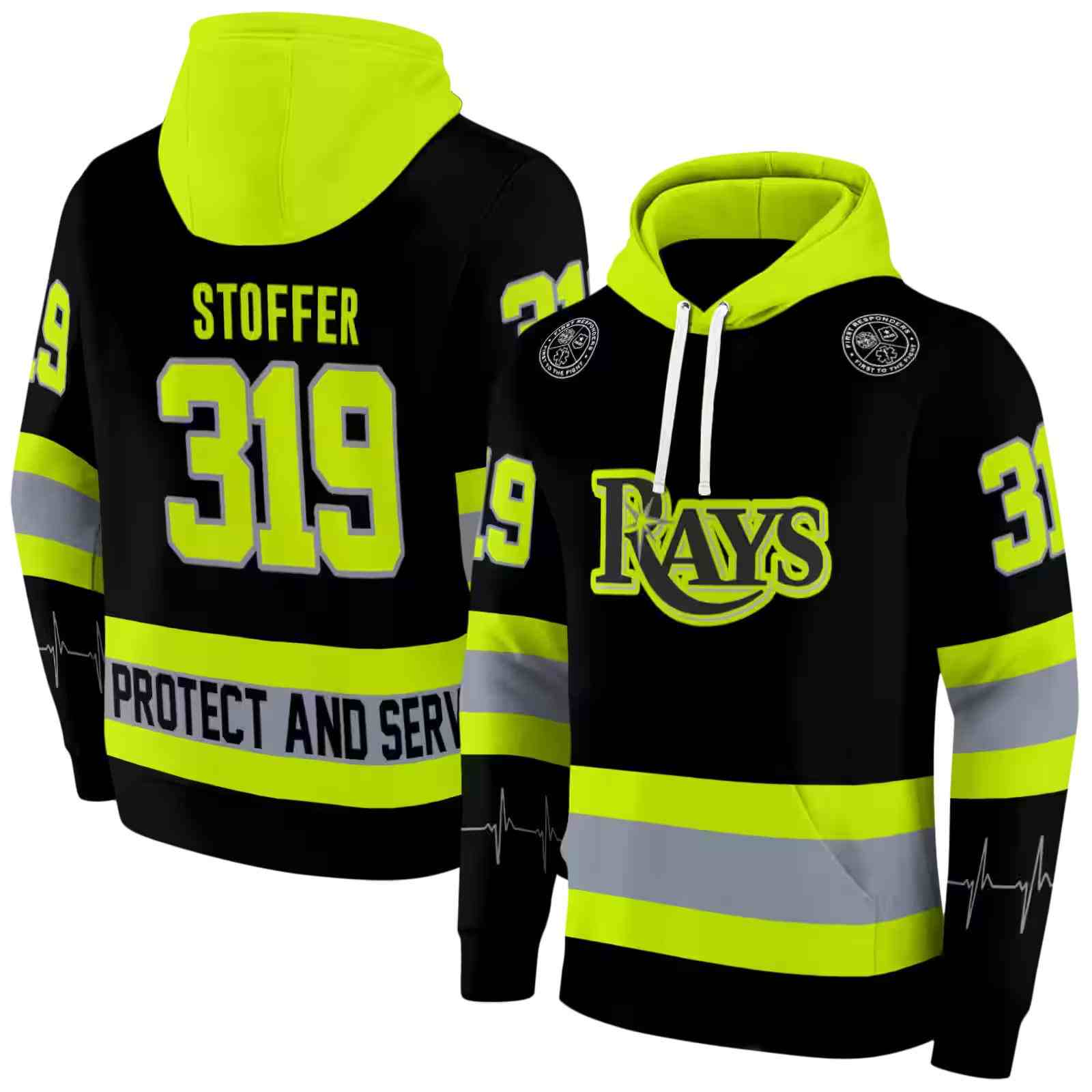 custom tampa bay rays safety motif black neon green hoodie fashion forward