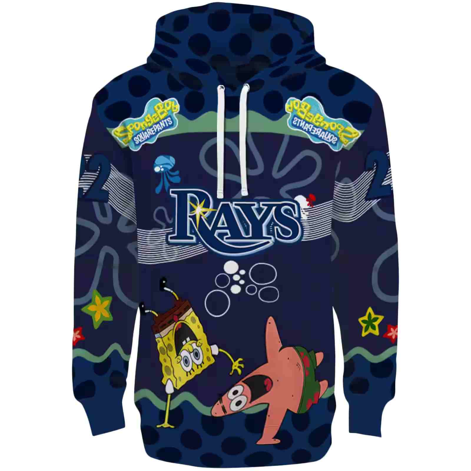 Custom Tampa Bay Rays Spongebob Patrick Star Navy Hoodie