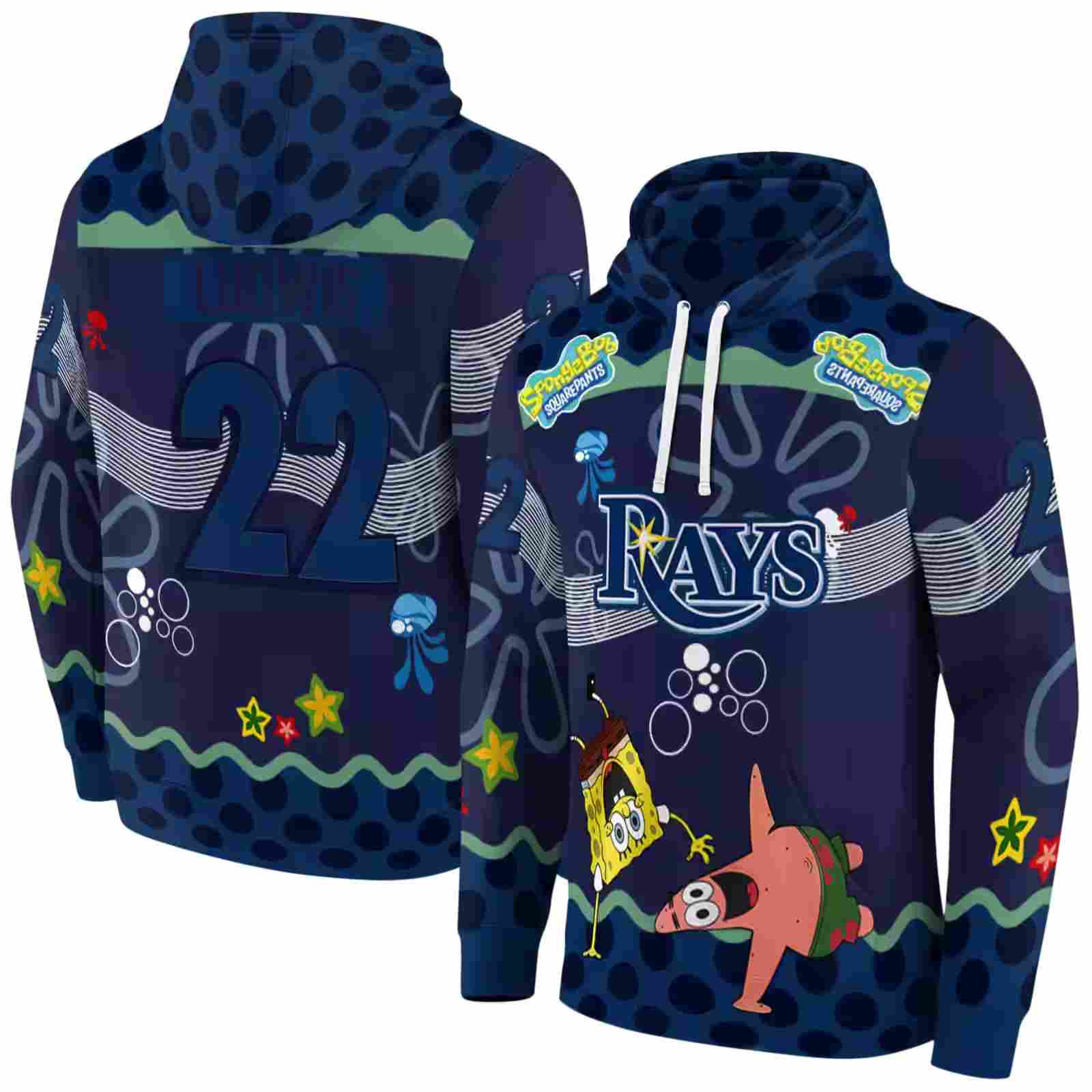 custom tampa bay rays spongebob patrick star navy hoodie fashion forward