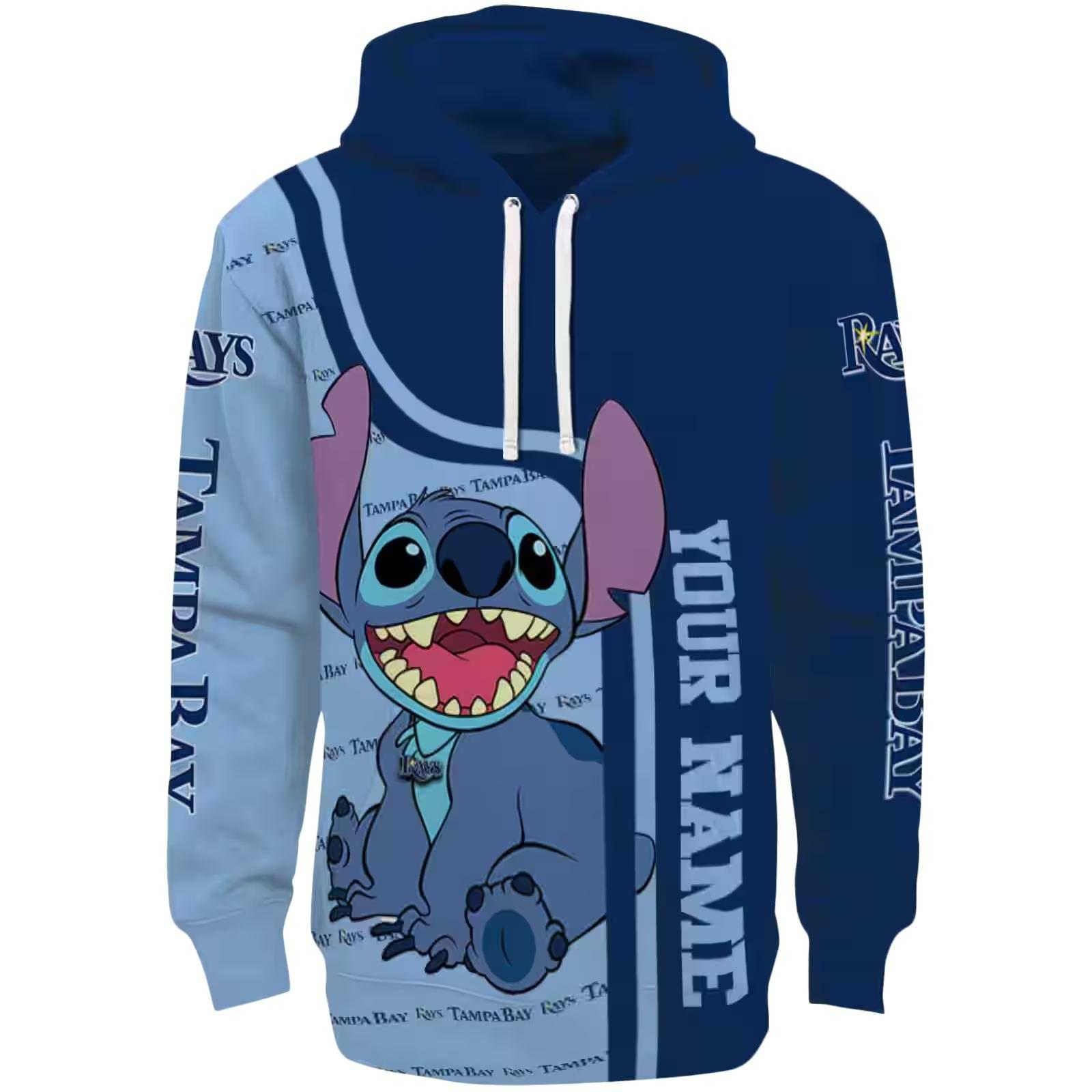 Custom Tampa Bay Rays Stitch Navy Hoodie