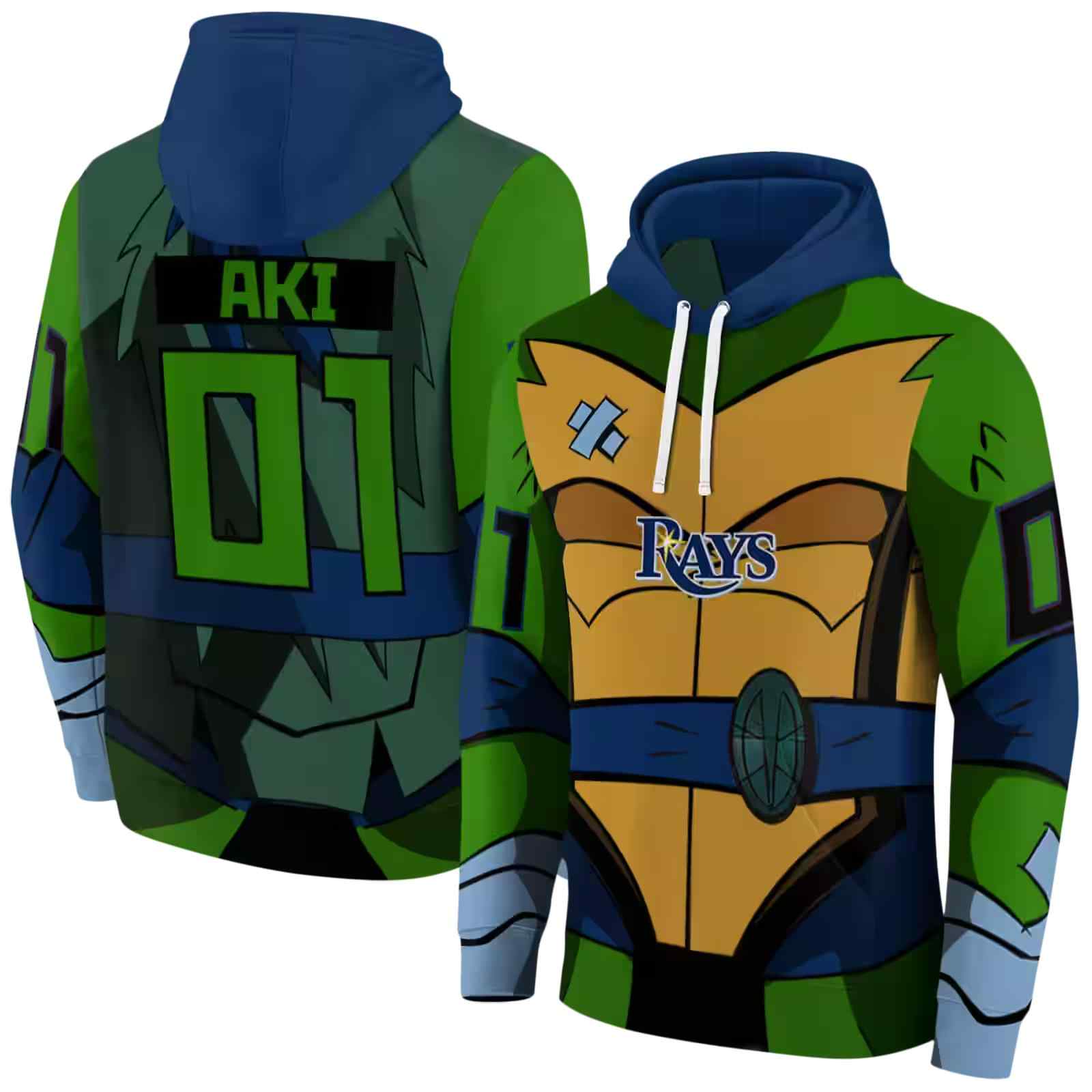 custom tampa bay rays superhero armor navy green hoodie fashion forward