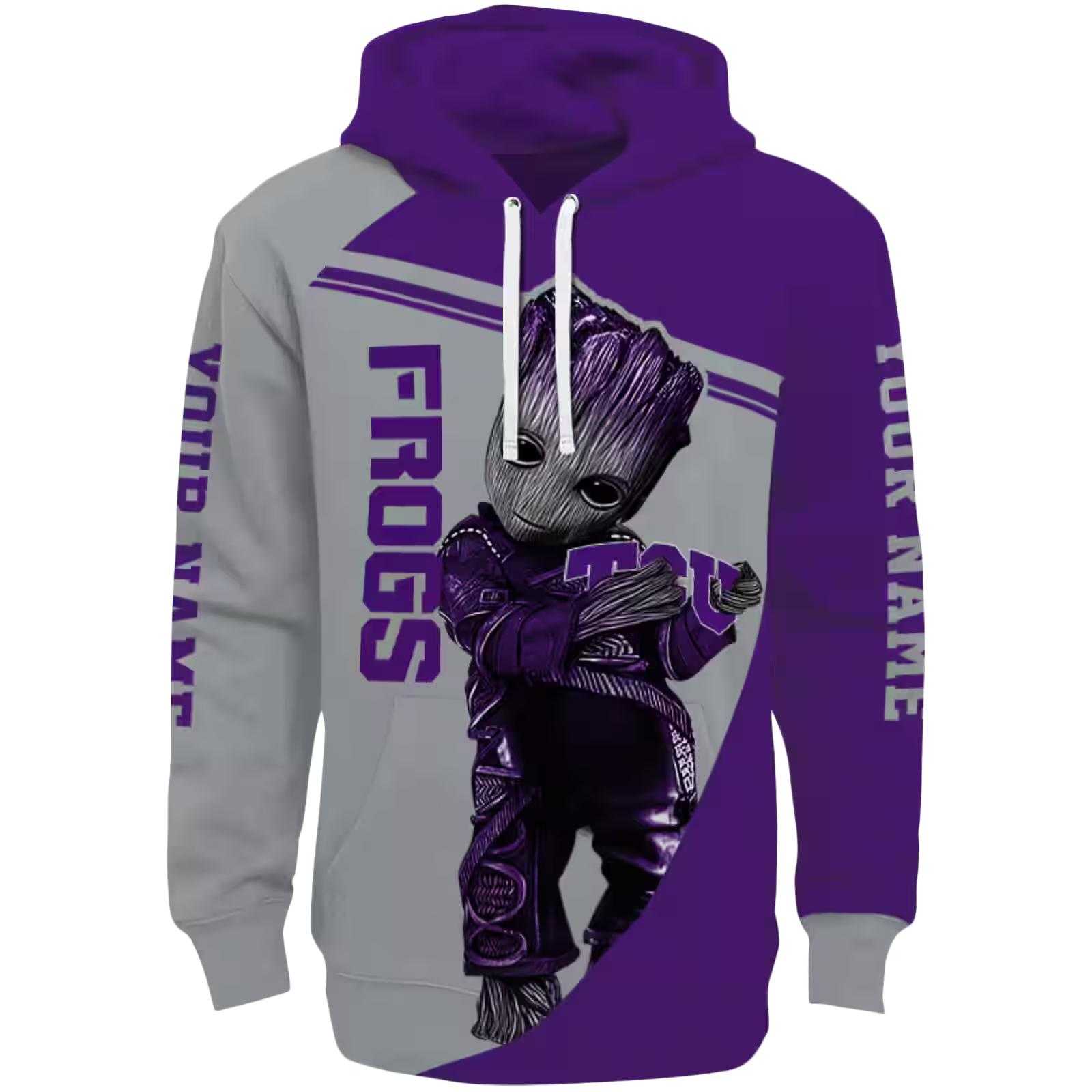 Custom TCU Horned Frogs Groot Purple Hoodie