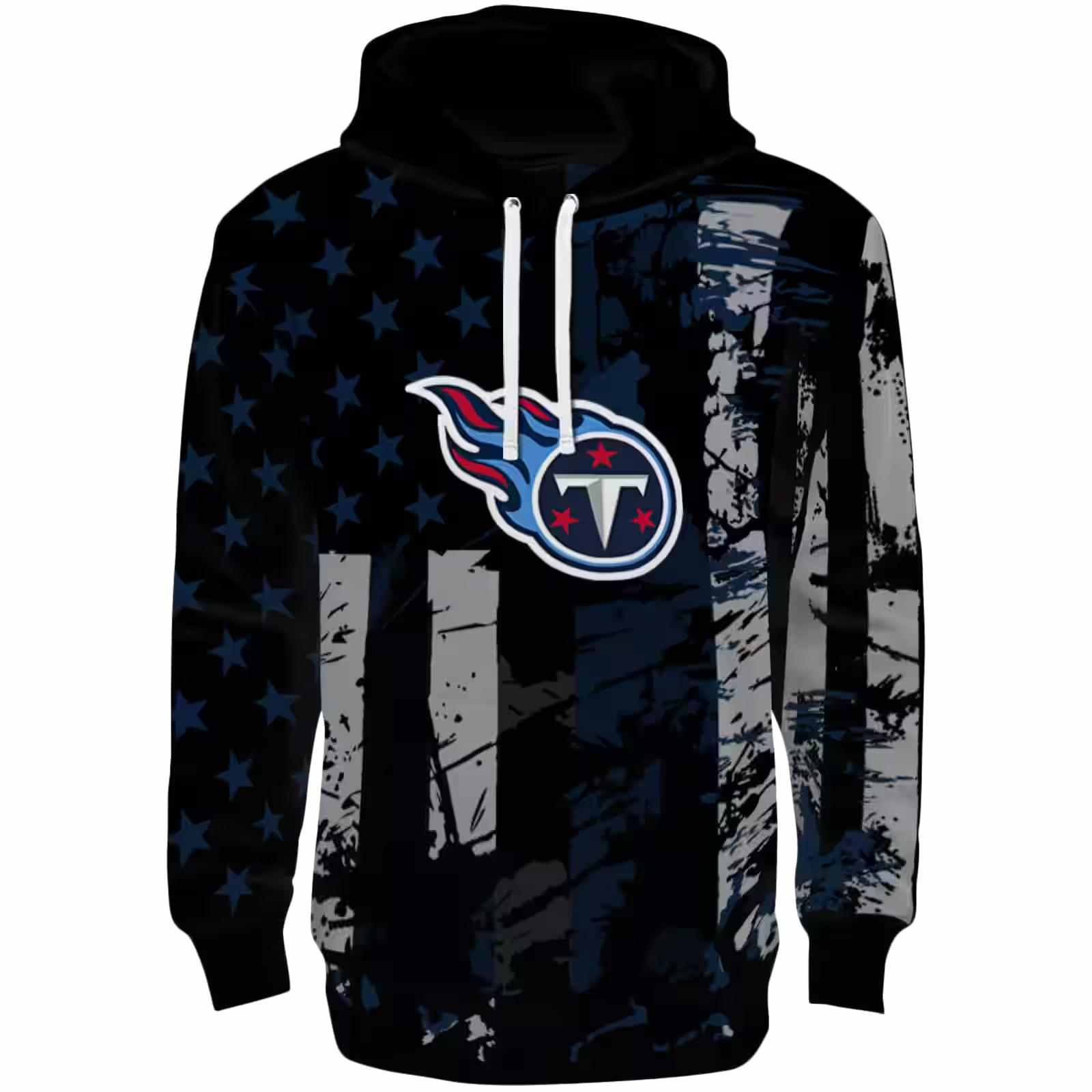 Custom Tennessee Titans Distressed Flag Navy Black Hoodie