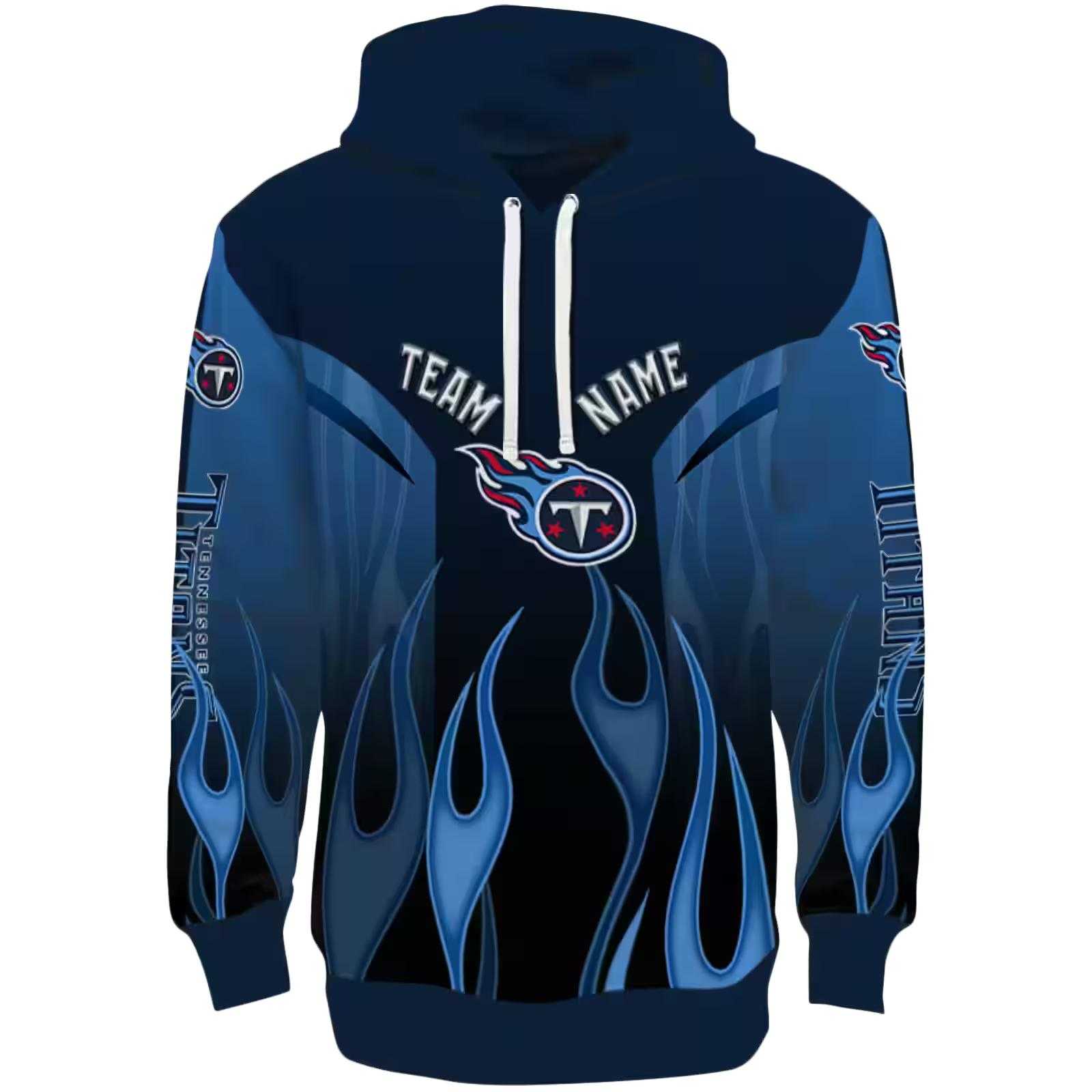 Custom Tennessee Titans Flame Design Navy Hoodie