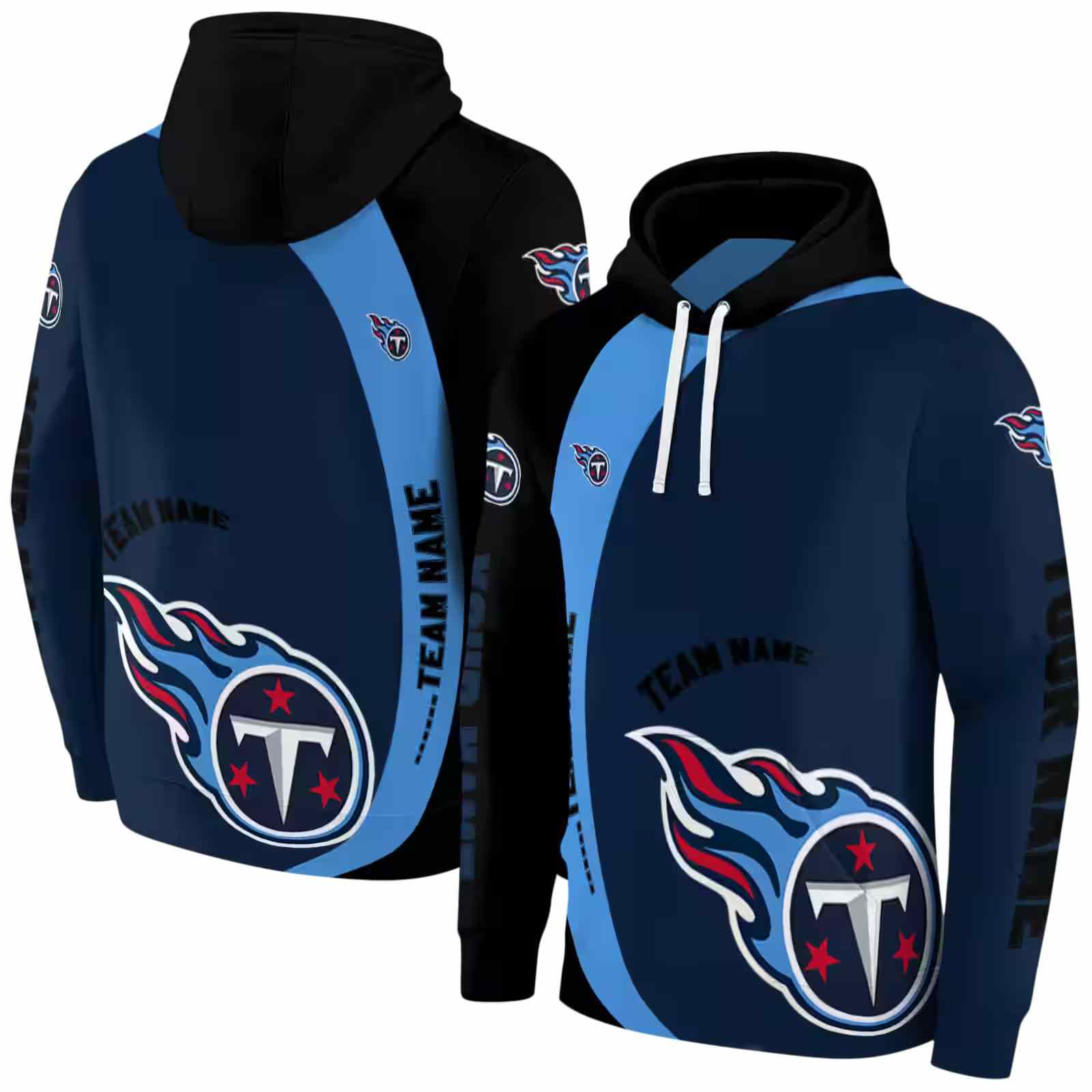 custom tennessee titans minimalist design navy black hoodie fashion forward