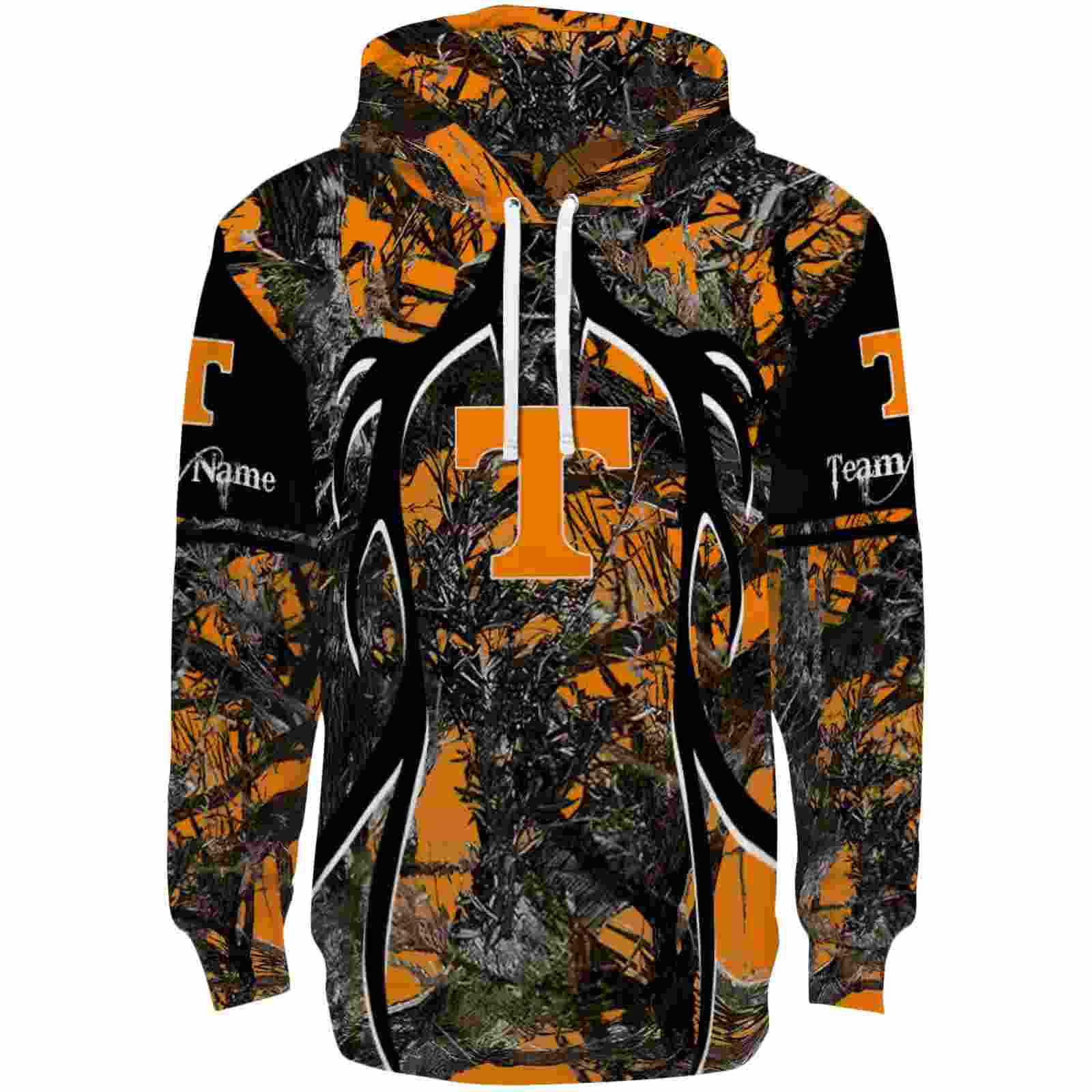 Custom Tennessee Volunteers Hunting Theme Orange Black Hoodie