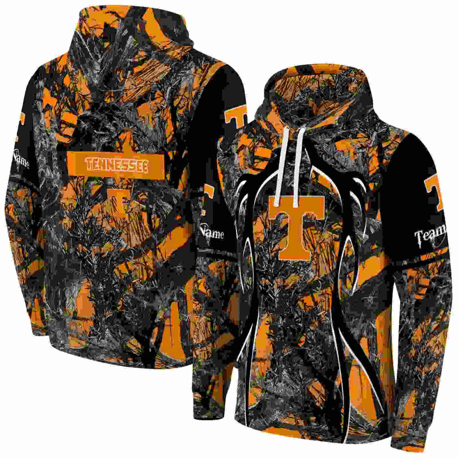 custom tennessee volunteers hunting theme orange black hoodie fashion forward