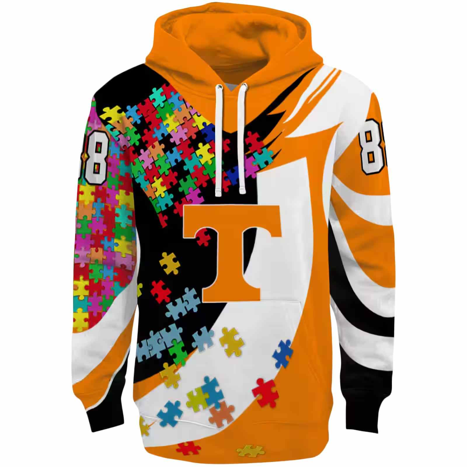 Custom Tennessee Volunteers Puzzle Pieces Orange Hoodie