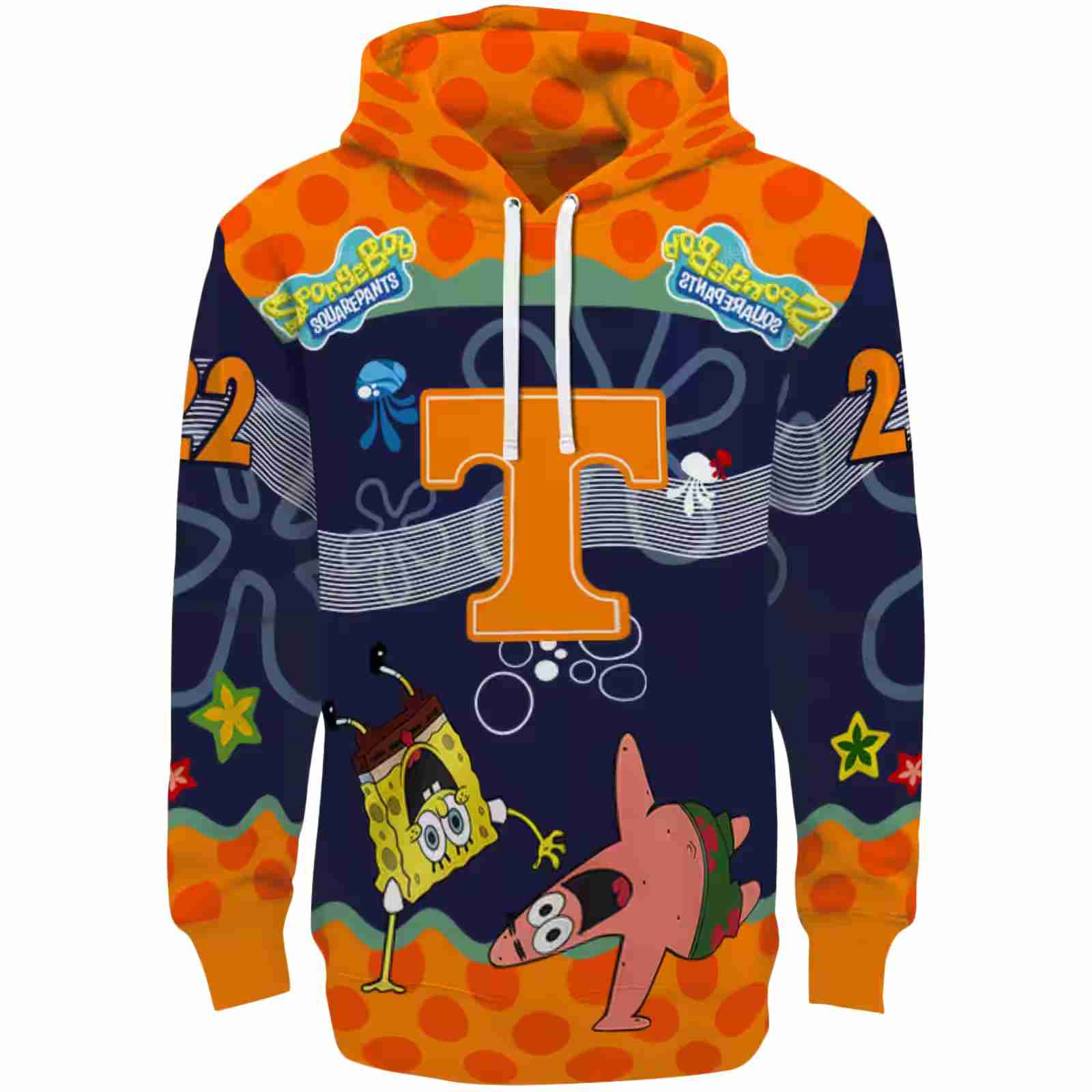 Custom Tennessee Volunteers Spongebob Patrick Star Orange Navy Hoodie