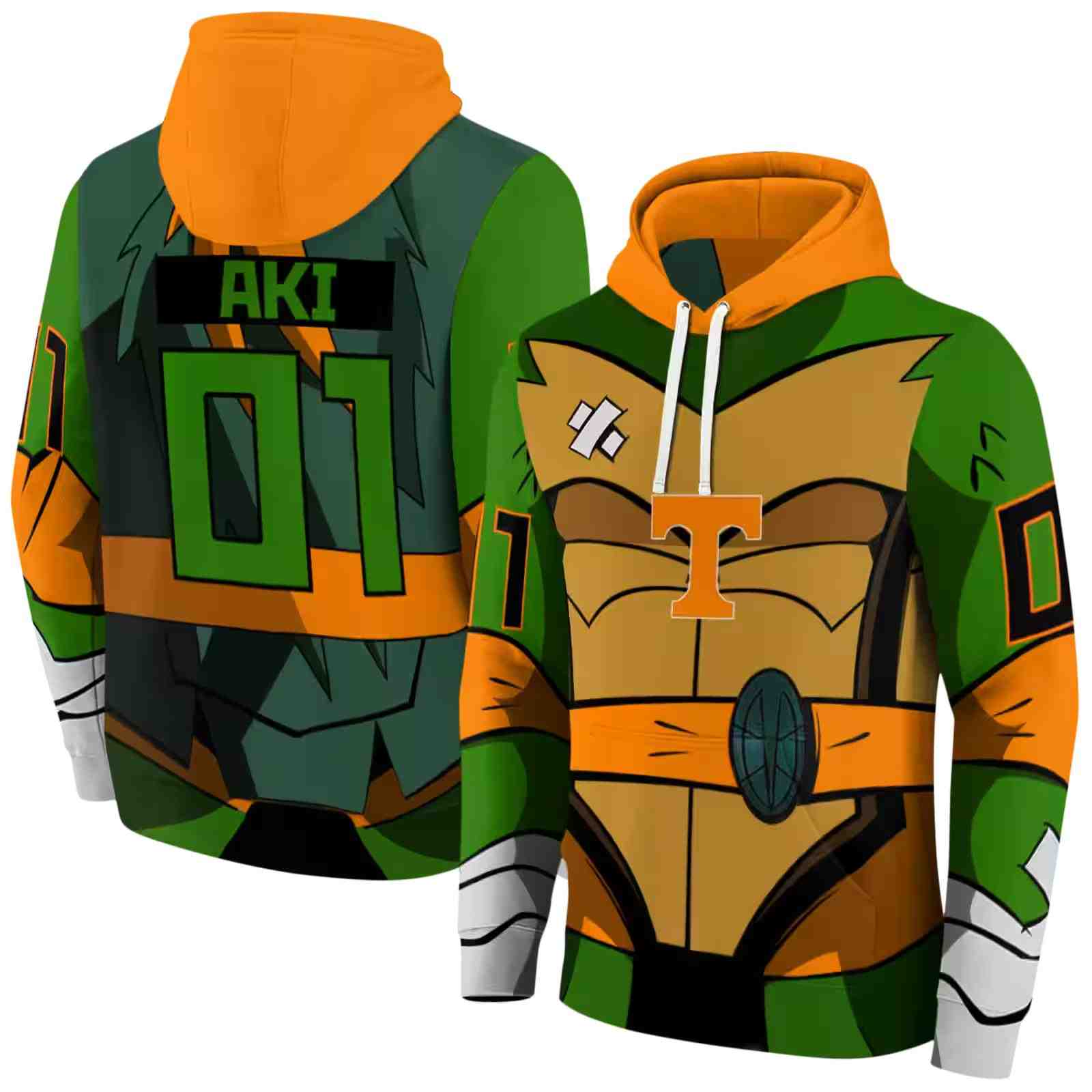 custom tennessee volunteers superhero armor orange green hoodie fashion forward