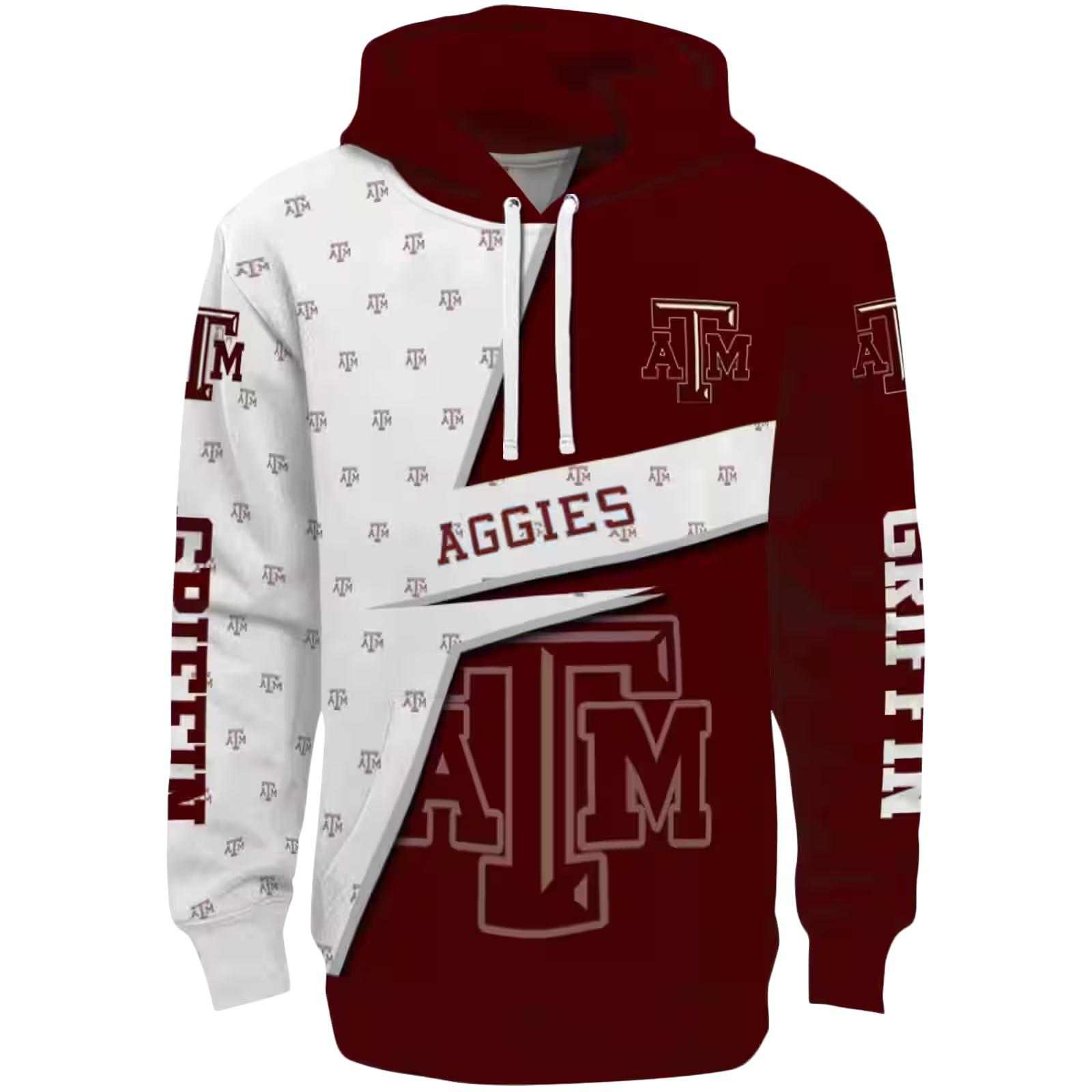 Custom Texas A&M Aggies Abstract Shape Maroon Hoodie