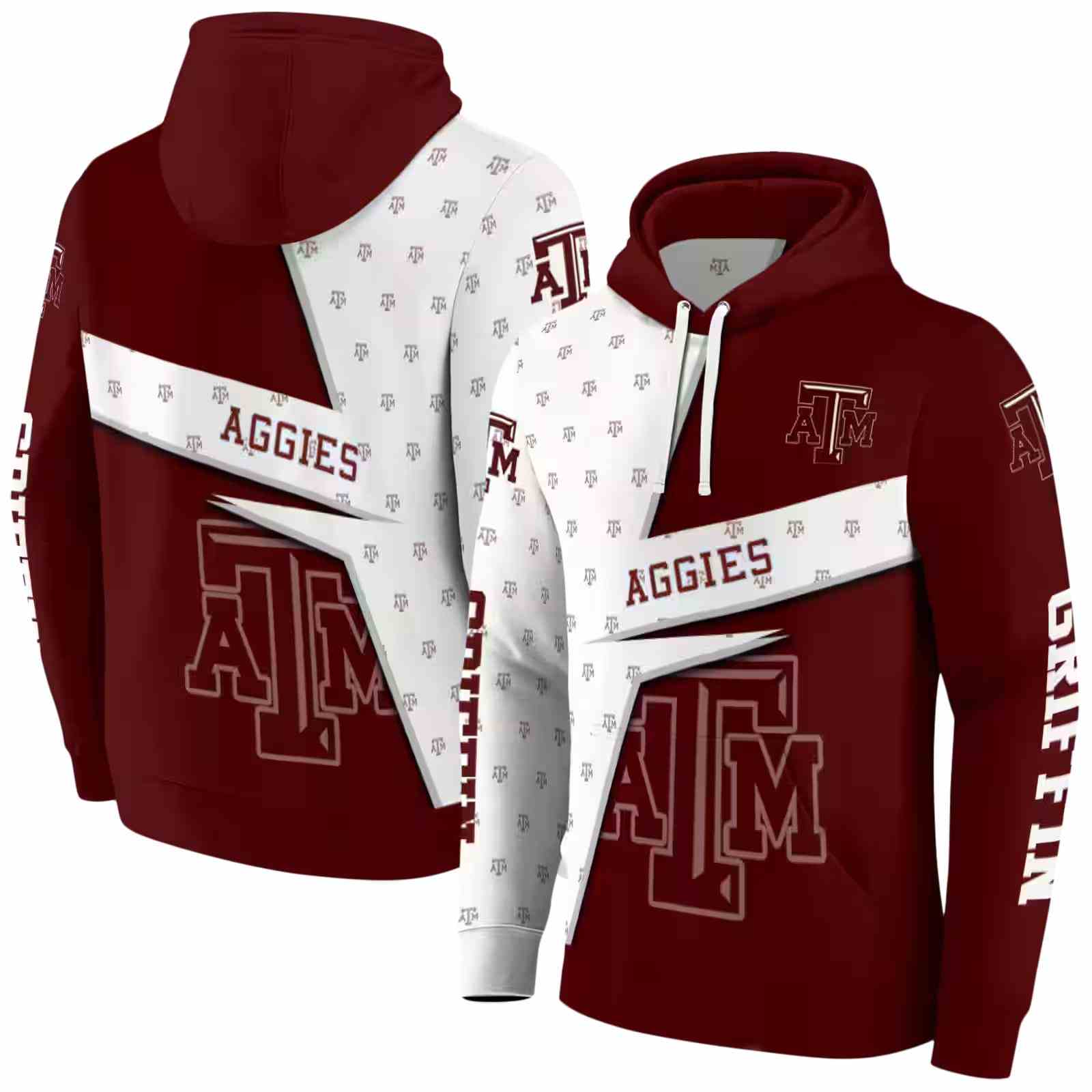 custom texas am aggies abstract shape maroon hoodie fashion forward