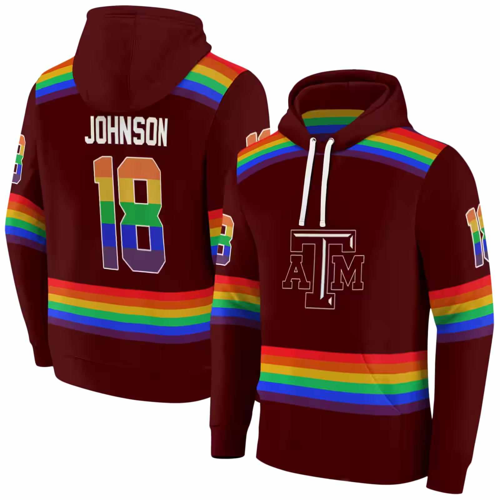 custom texas am aggies rainbow stripes maroon hoodie fashion forward