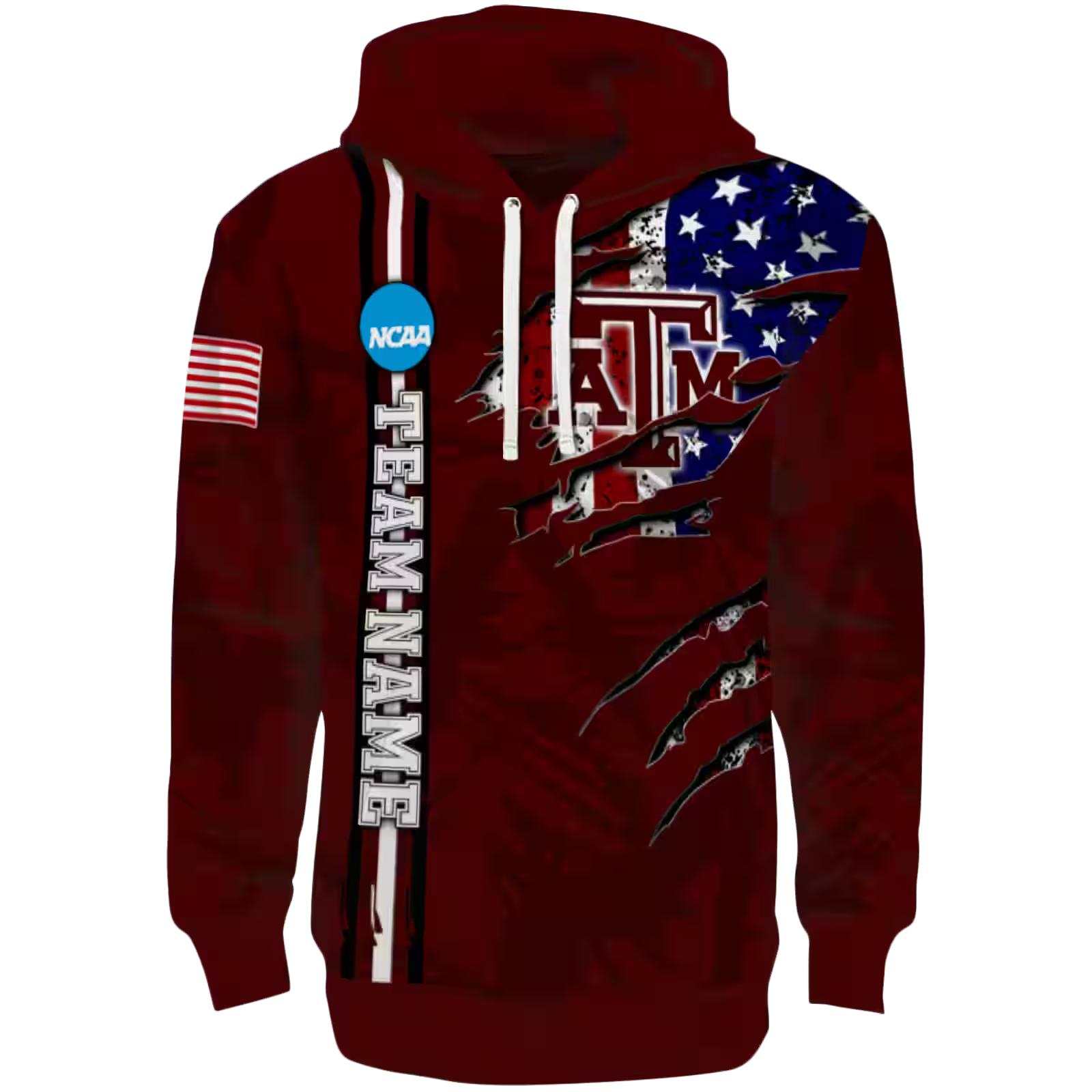 Custom Texas A&M Aggies Ripped Flag Maroon Hoodie