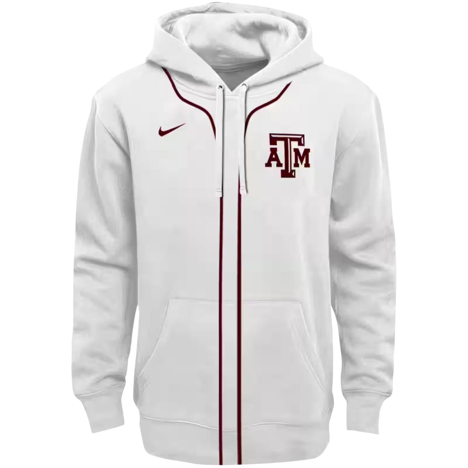 Custom Texas A&M Aggies Sporty Stripe White Hoodie