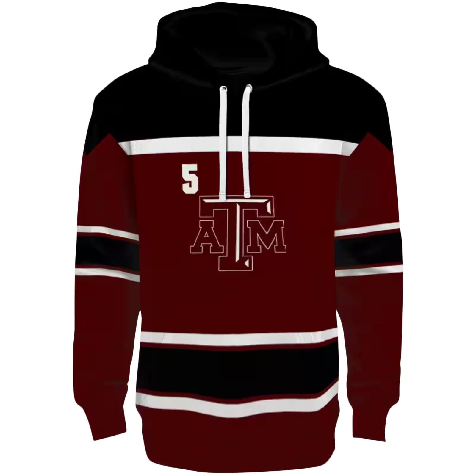 Custom Texas A&M Aggies Striped Pattern Maroon Hoodie