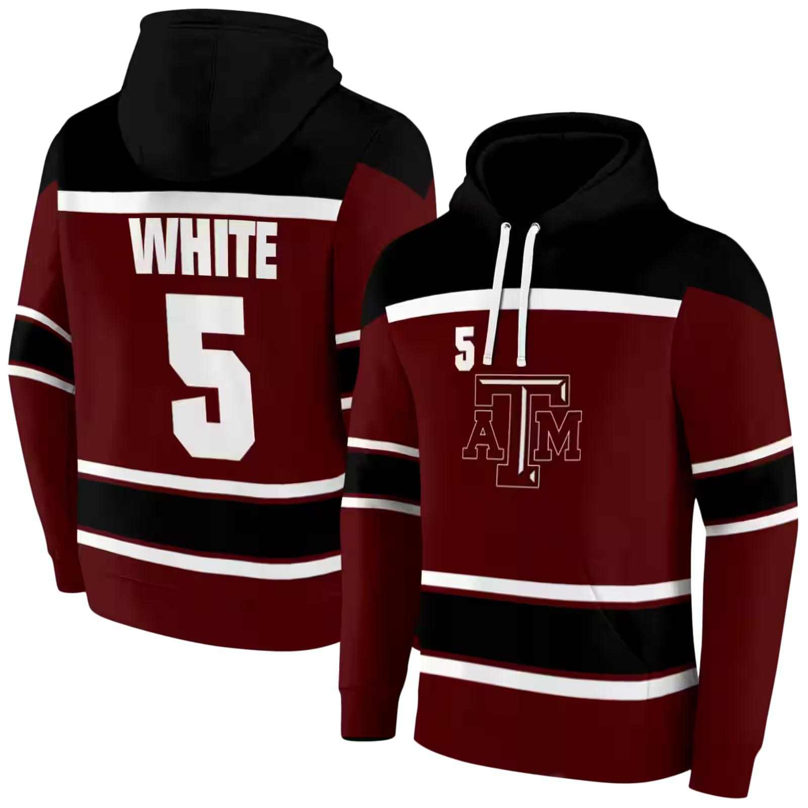 custom texas am aggies striped pattern maroon hoodie fashion forward