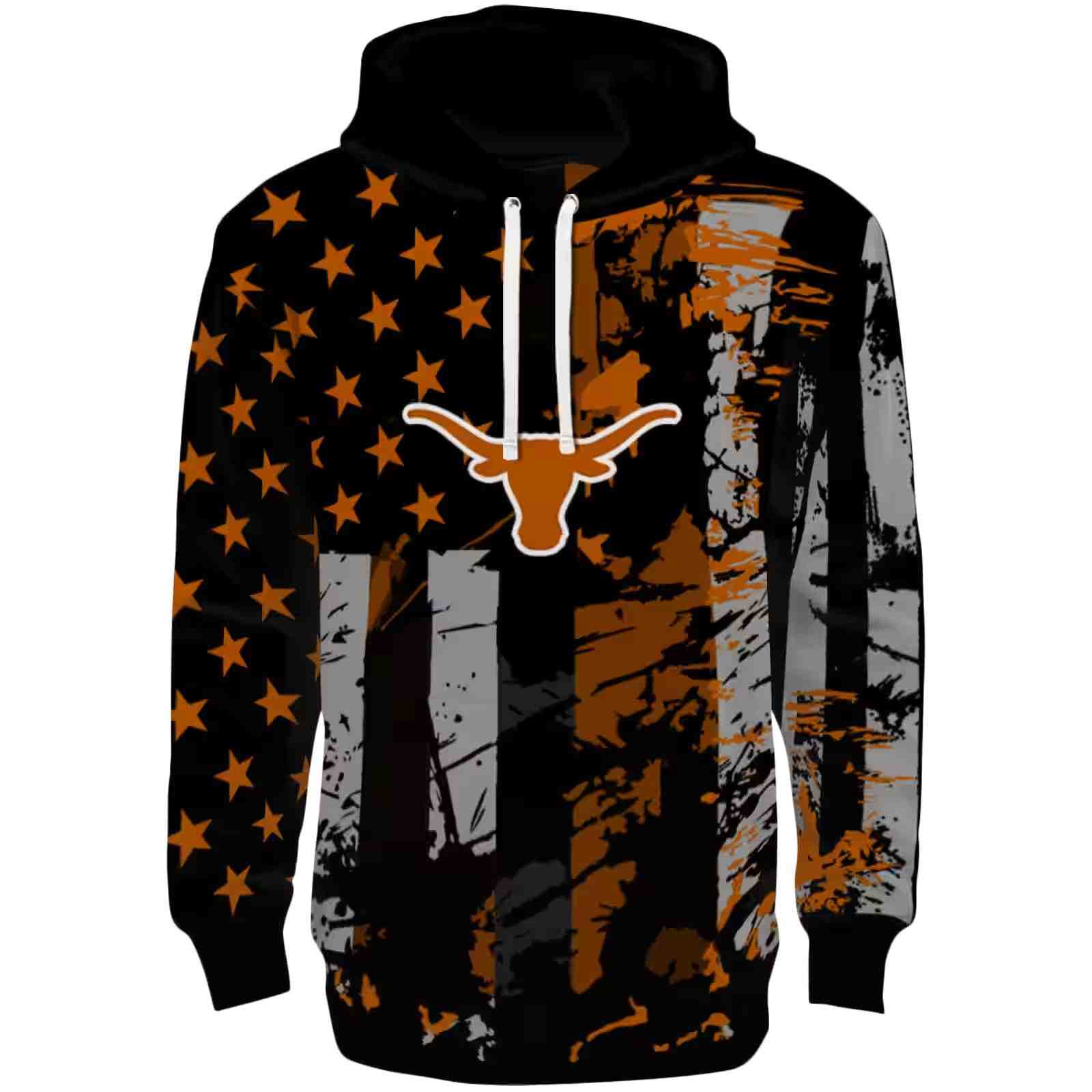 Custom Texas Longhorns Distressed Flag Orange Black Hoodie