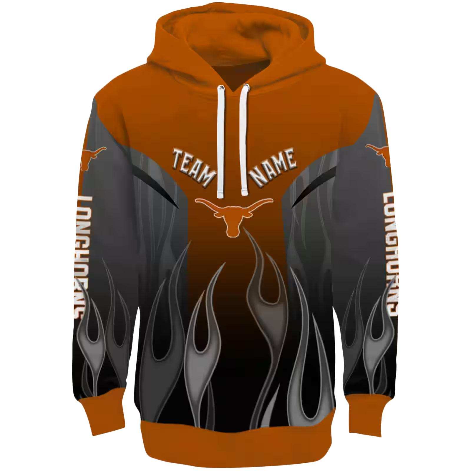 Custom Texas Longhorns Flame Design Orange Hoodie