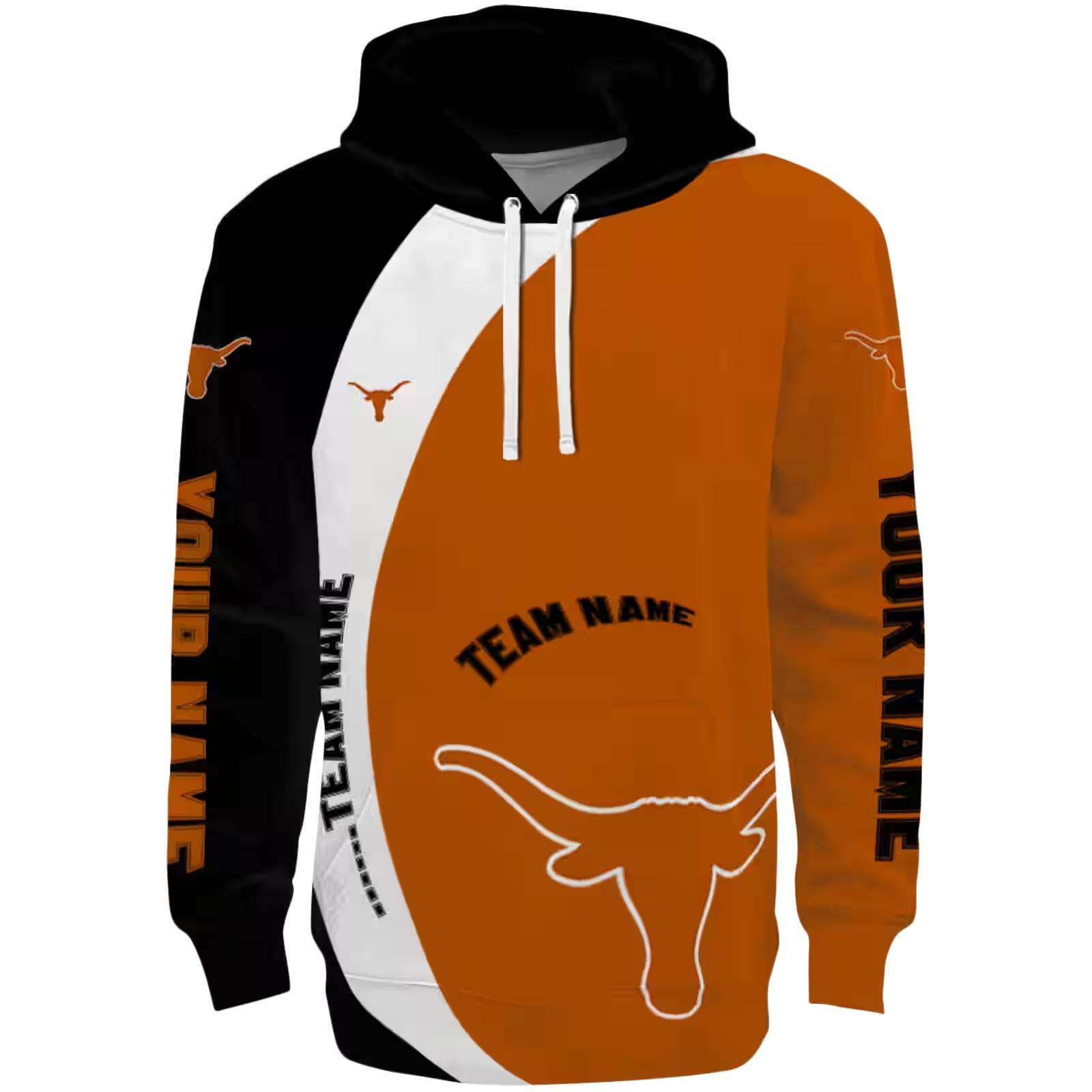 Custom Texas Longhorns Minimalist Design Orange Black Hoodie