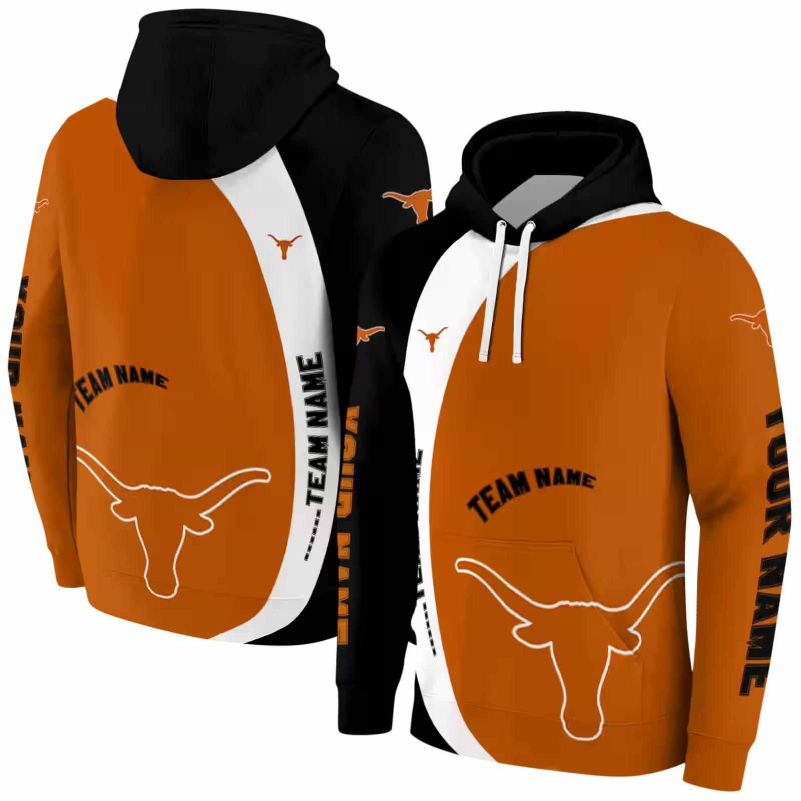 custom texas longhorns minimalist design orange black hoodie fashion forward