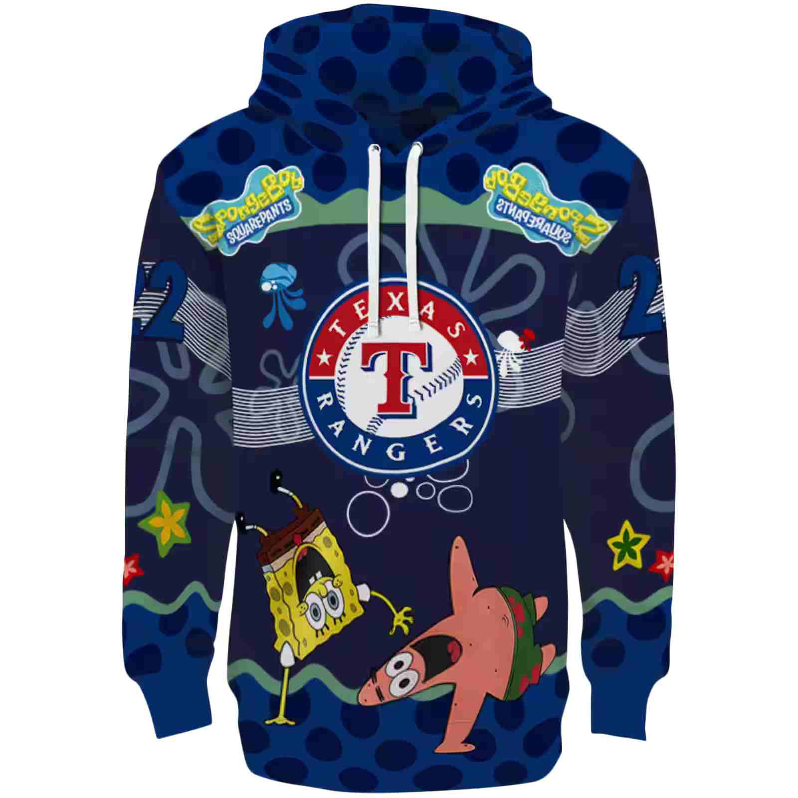 Custom Texas Rangers Spongebob Patrick Star Blue Navy Hoodie