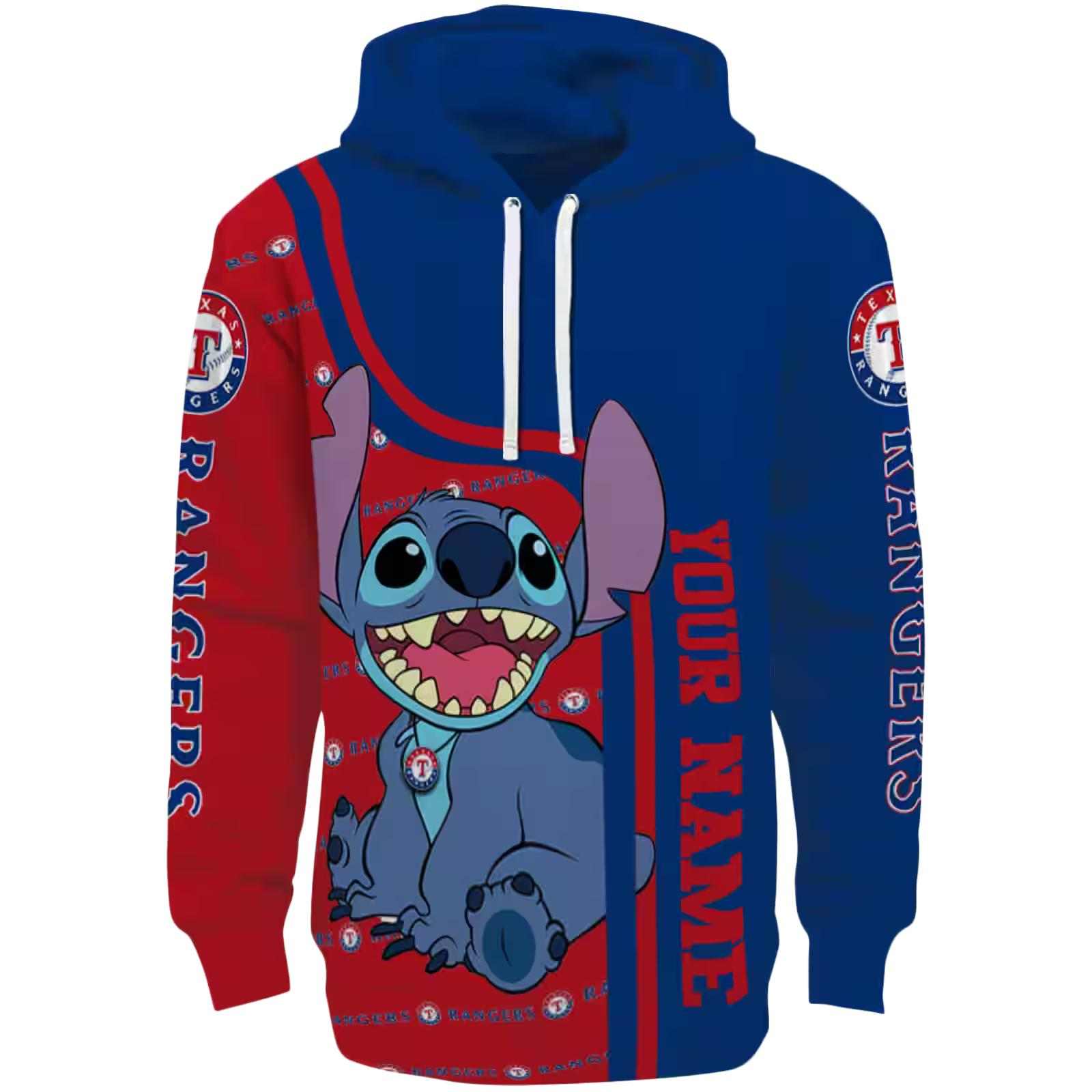 Custom Texas Rangers Stitch Blue Hoodie