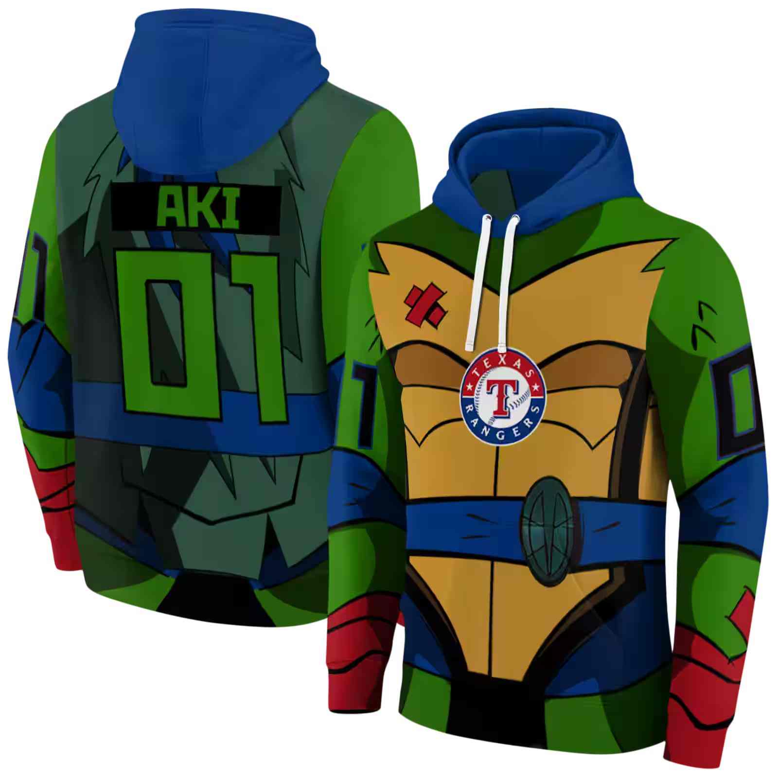 custom texas rangers superhero armor blue green hoodie fashion forward