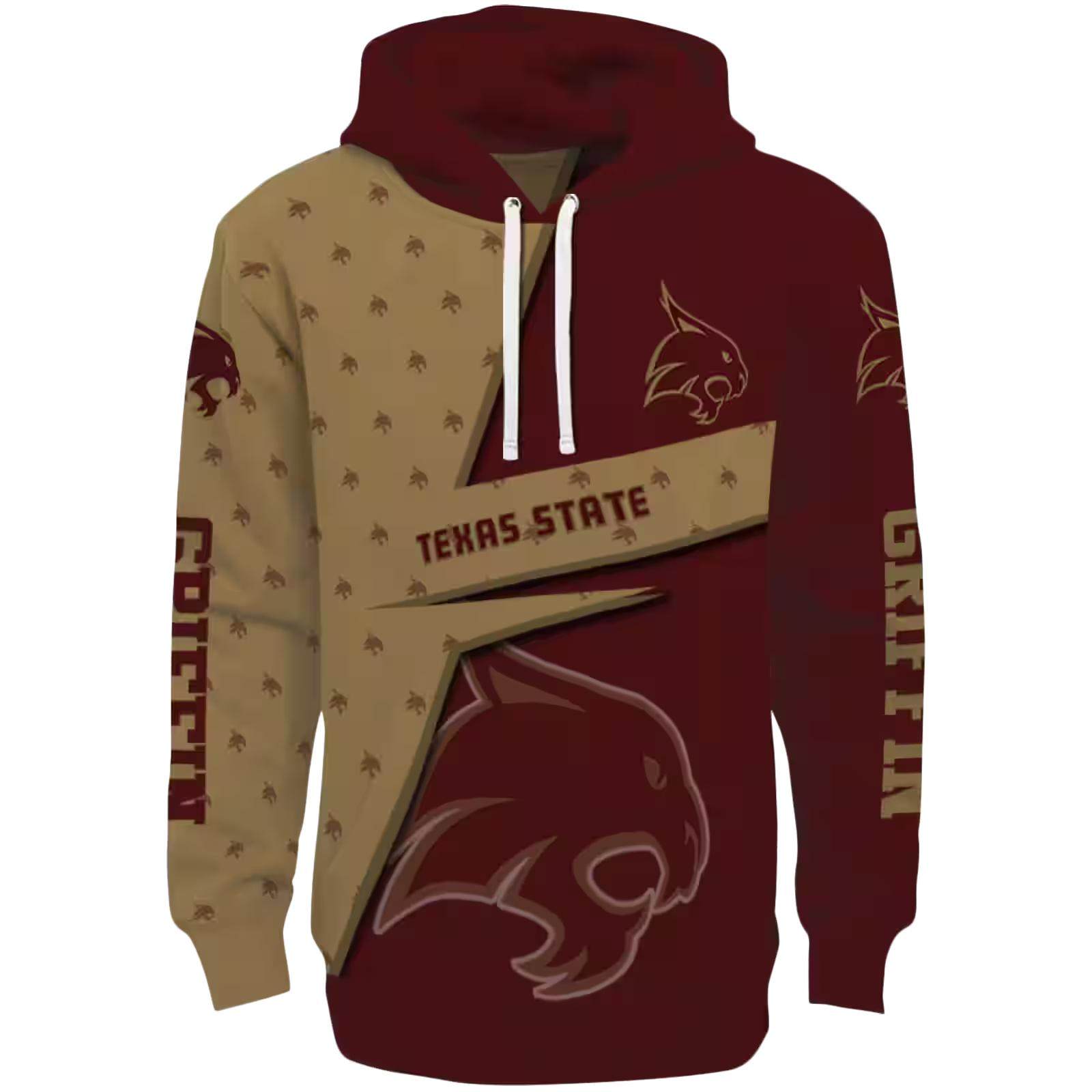 Custom Texas State Bobcats Abstract Shape Maroon Hoodie