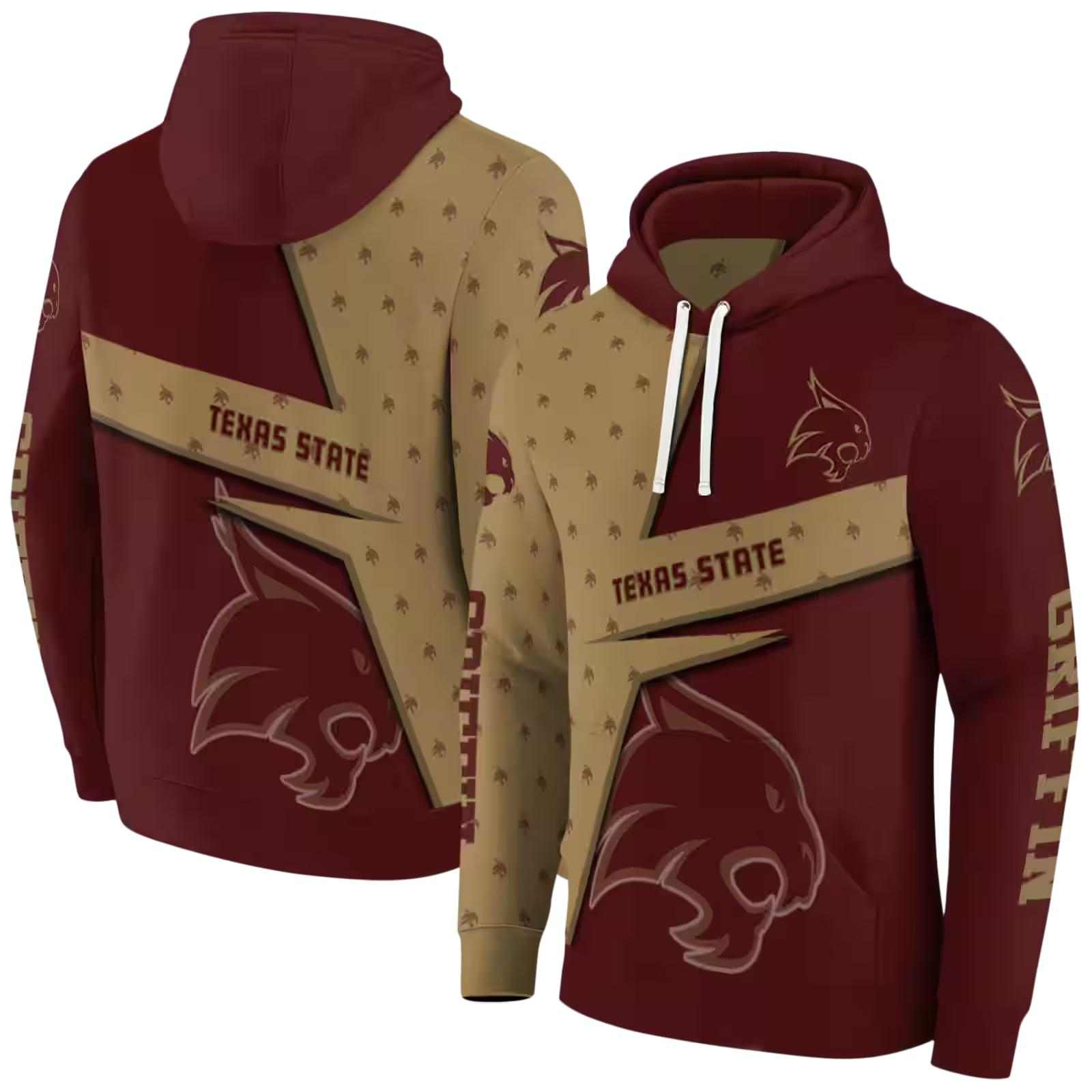 custom texas state bobcats abstract shape maroon hoodie fashion forward