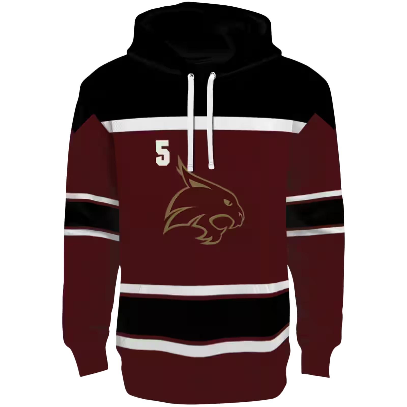 Custom Texas State Bobcats Striped Pattern Maroon Hoodie