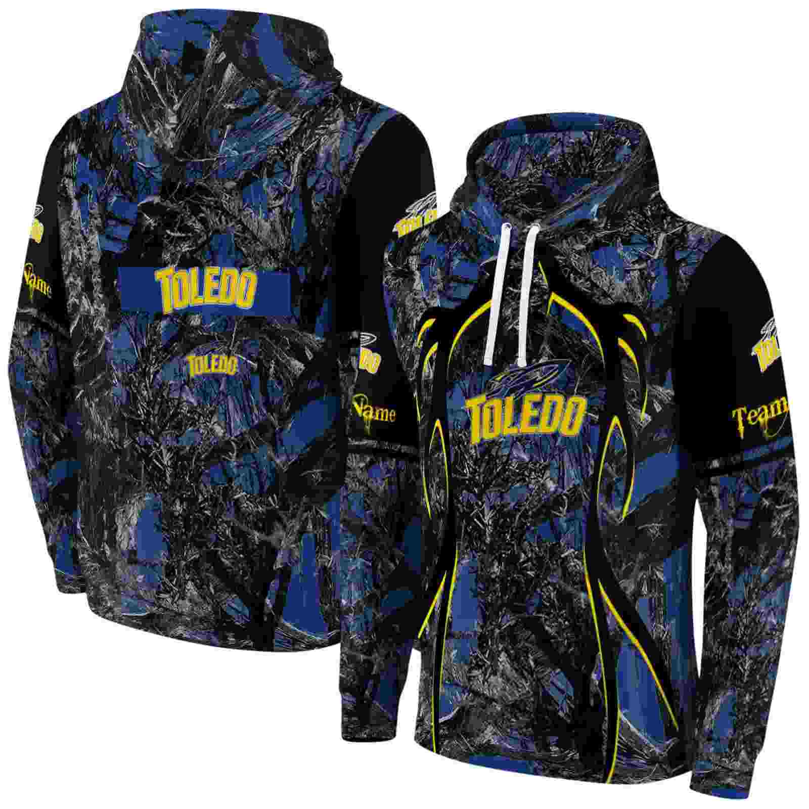 custom toledo rockets hunting theme blue black hoodie fashion forward