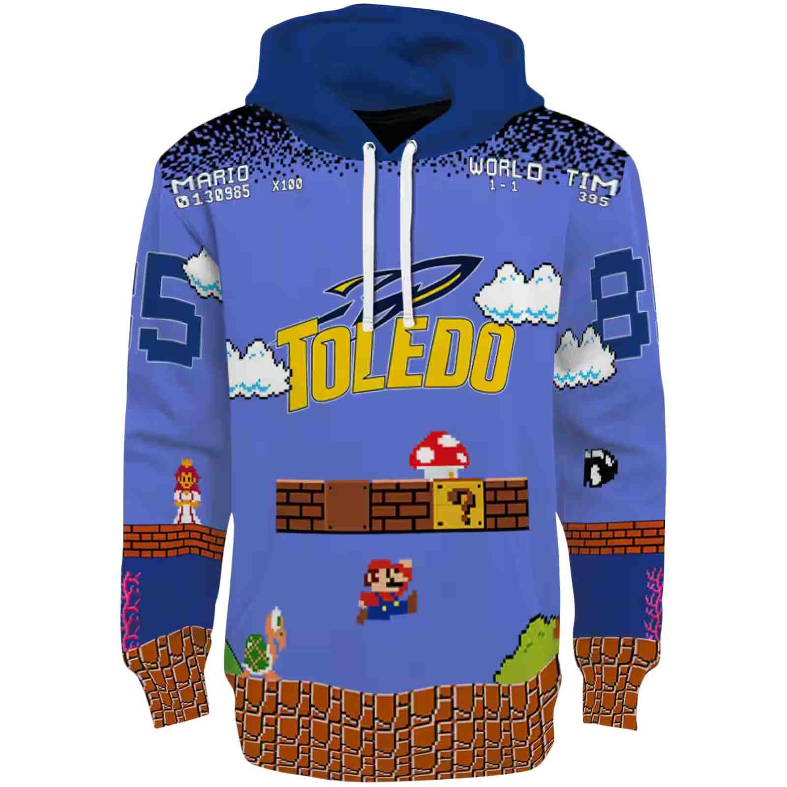 Custom Toledo Rockets Mario Blue Black Hoodie