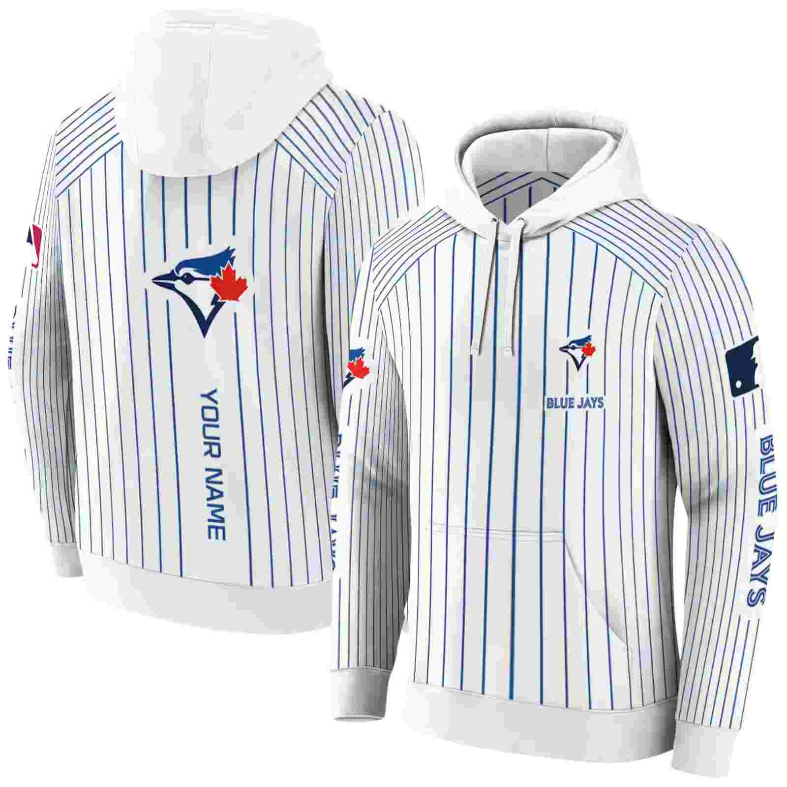 custom toronto blue jays pinstripe pattern blue white hoodie fashion forward